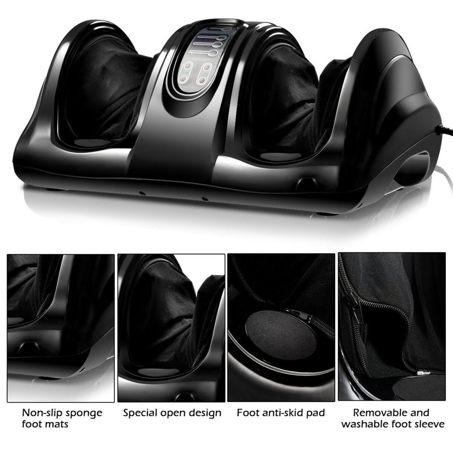 Costway Shiatsu Foot Massager Kneading and Rolling Leg Calf Ankle w/Remote Black