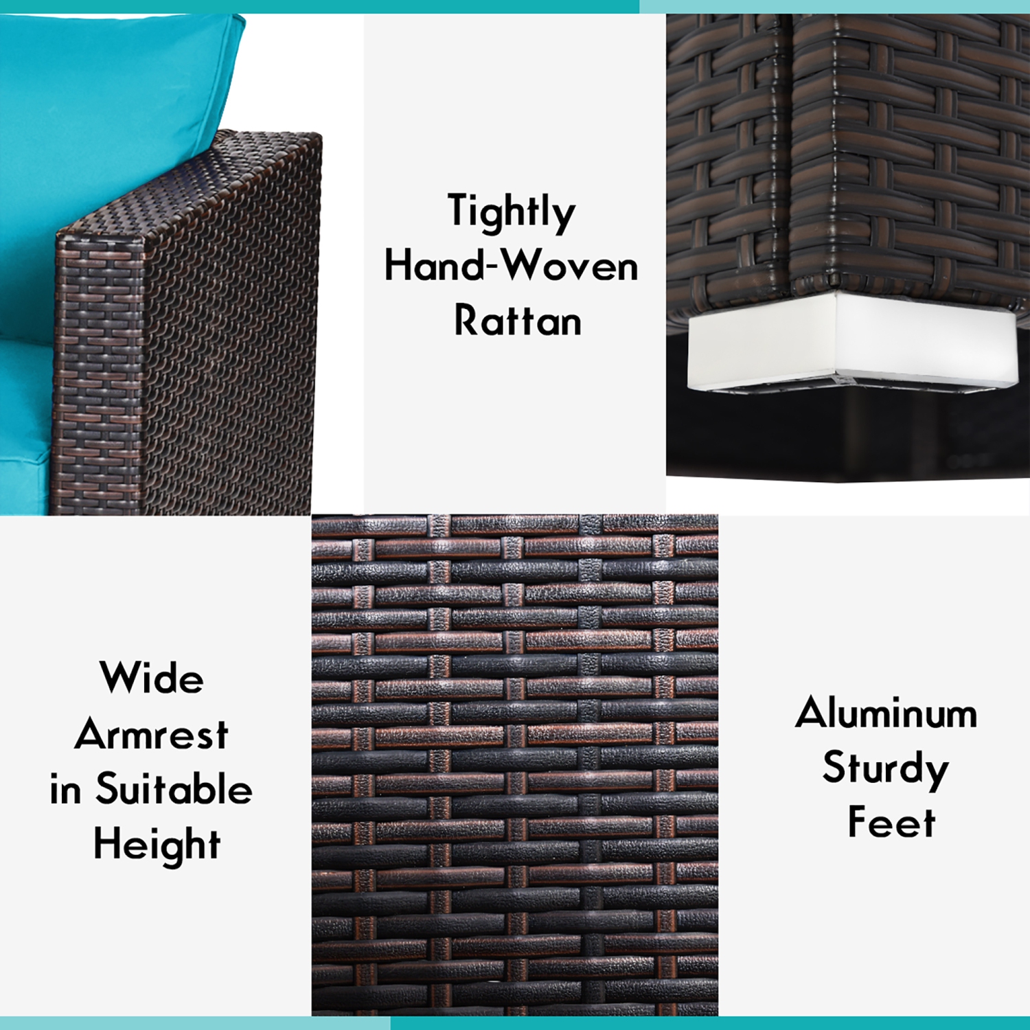 Costway 4PCS Patio Rattan Corner Sofa Sectional Furniture Set W/Cushion