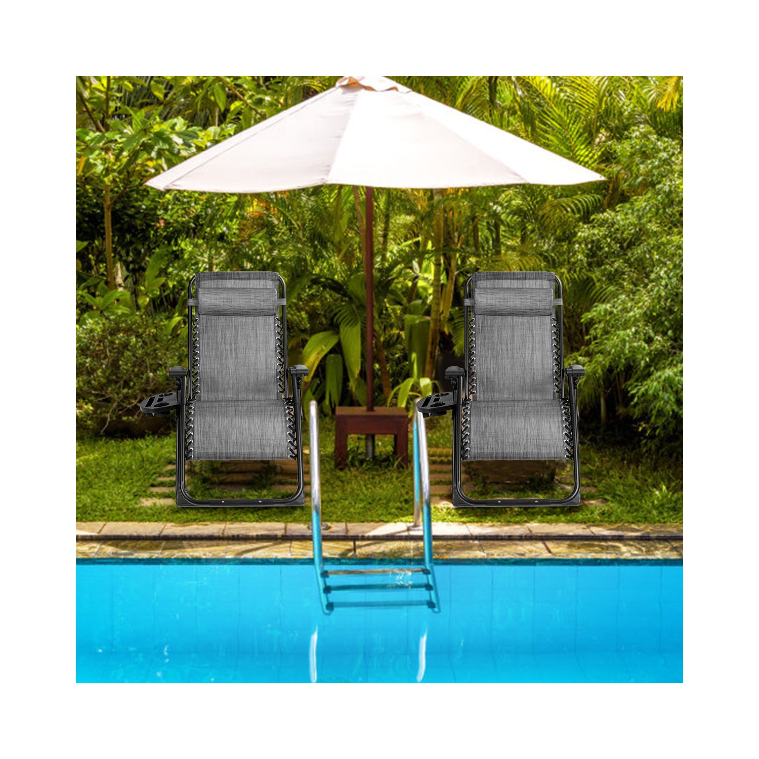 Marque Costway, Chaise à Zéro Gravité, Chaise longue surdimensionnée Très Résistante et Pliante Inclinable gris pour Patio