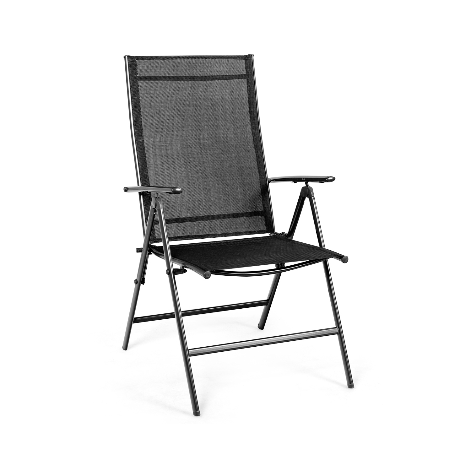 Costway Set of 2 Patio Folding Chair Recliner Adjustable Black