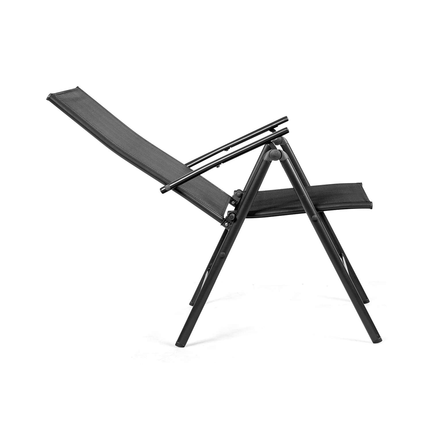 Costway Set of 2 Patio Folding Chair Recliner Adjustable Black