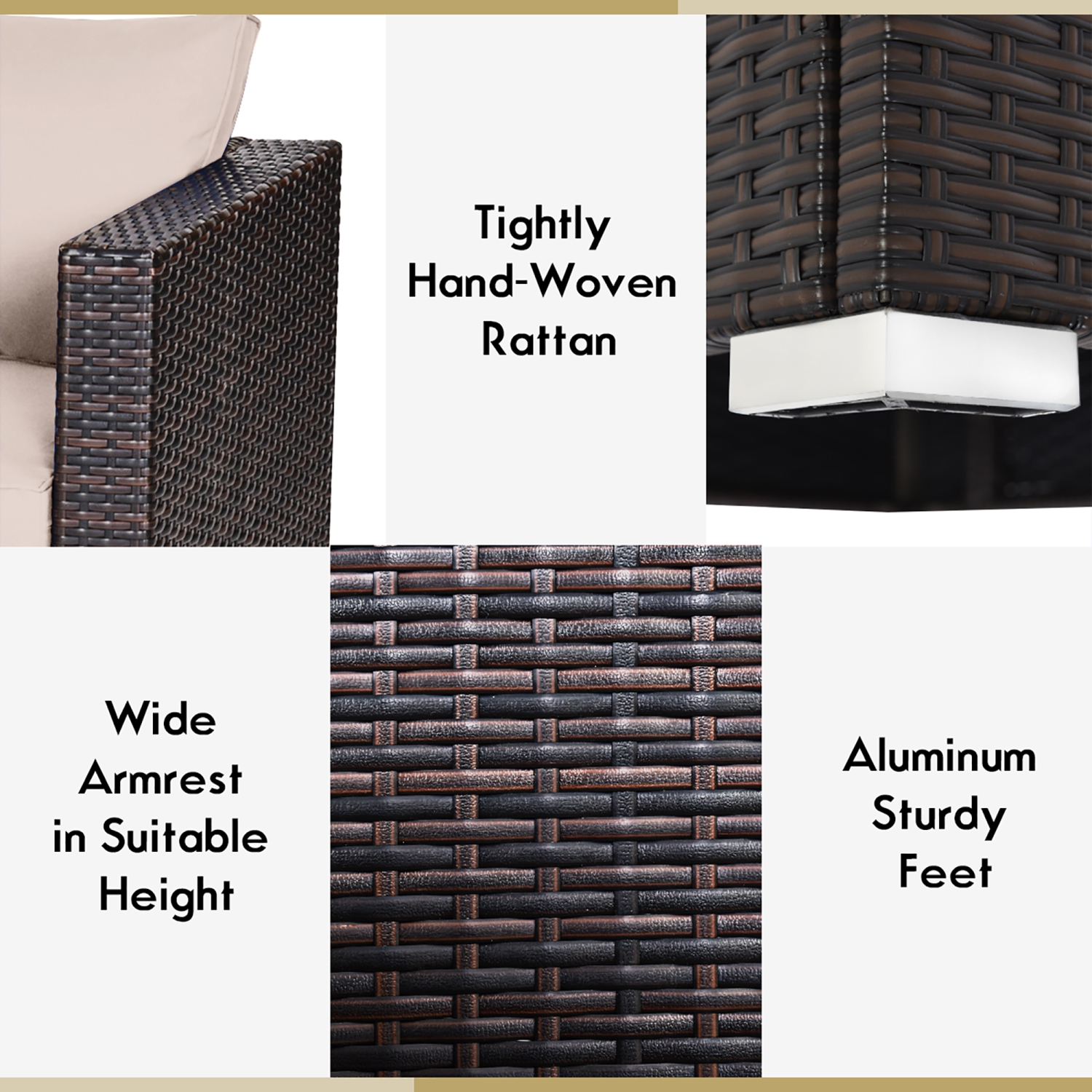 Costway 4PCS Patio Rattan Corner Sofa Sectional Furniture Set W/Cushion