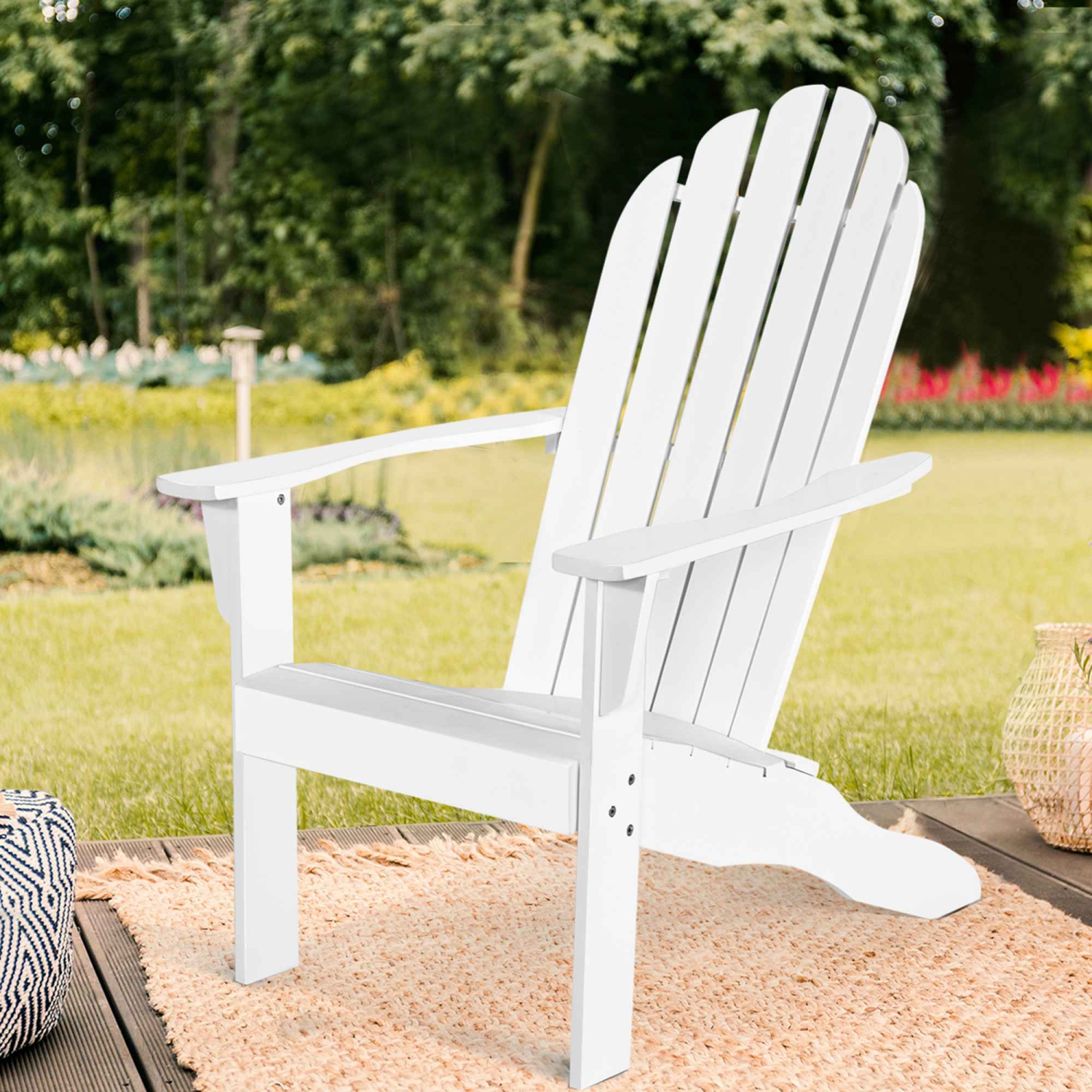 Costway Outdoor Adirondack Chair Solid Wood Patio Garden Furniture