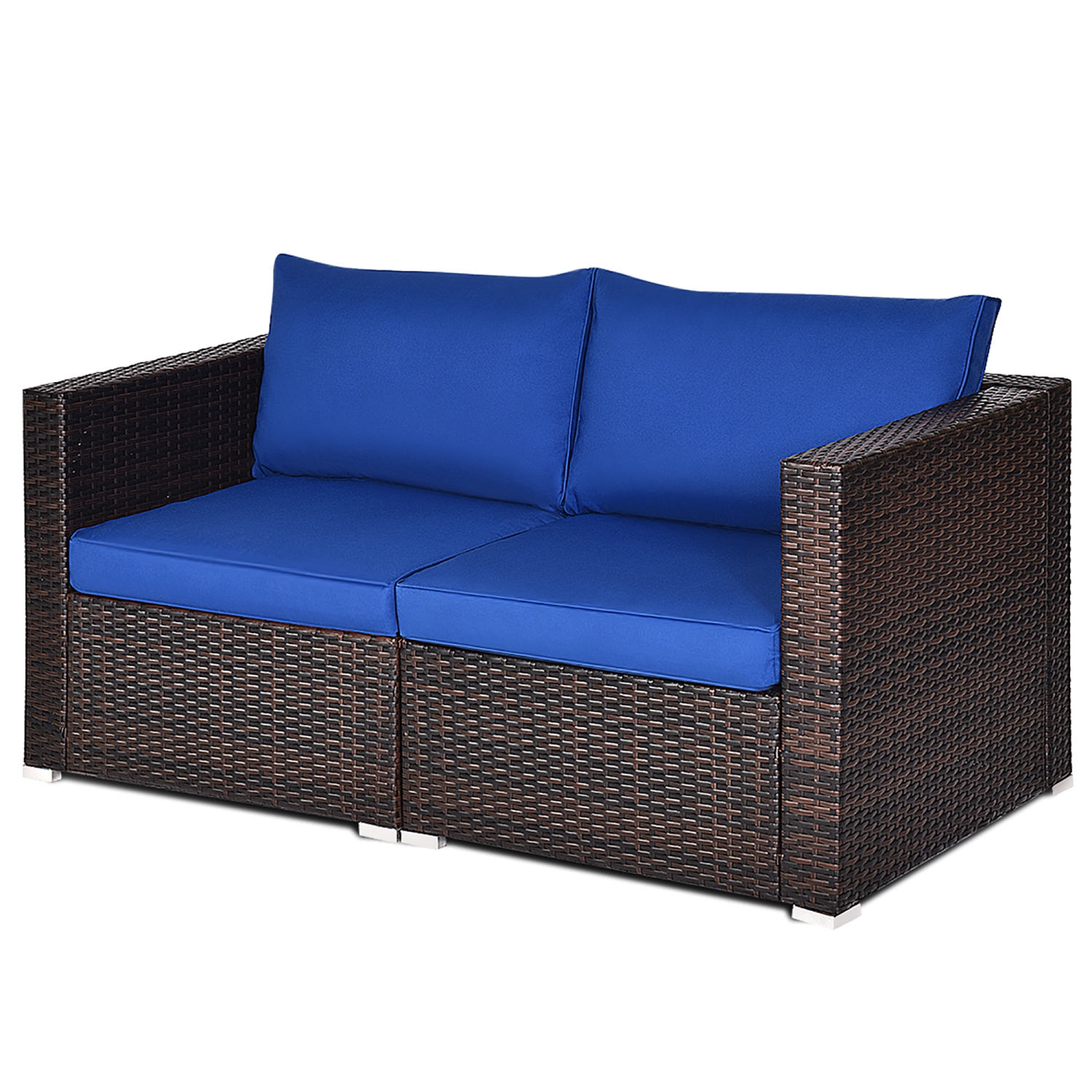 Costway 4PCS Patio Rattan Corner Sofa Sectional Furniture Set W/Cushion