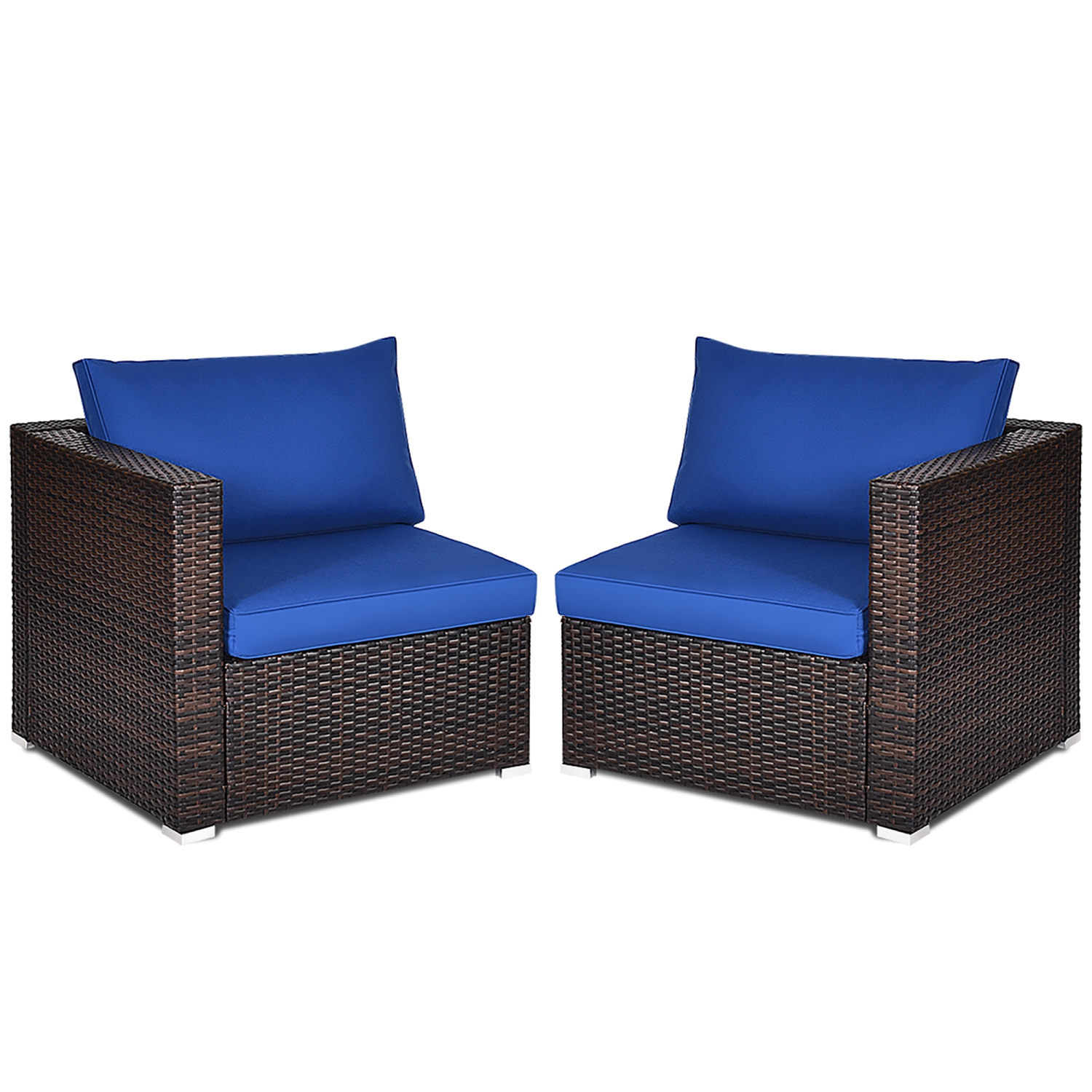 Costway 4PCS Patio Rattan Corner Sofa Sectional Furniture Set W/Cushion