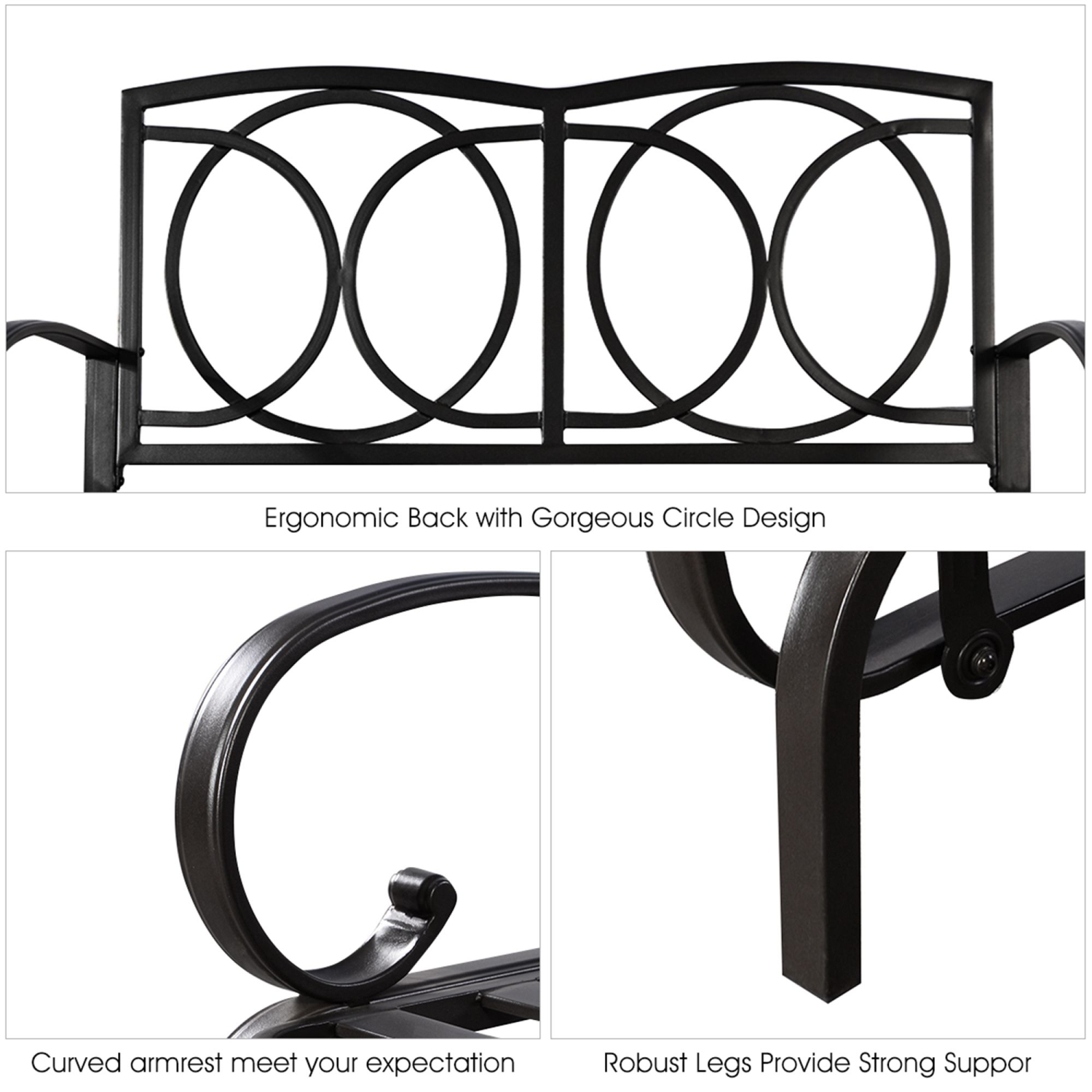 Costway Glider Outdoor Patio Rocking Bench Loveseat Cushioned Seat Steel Frame Blue