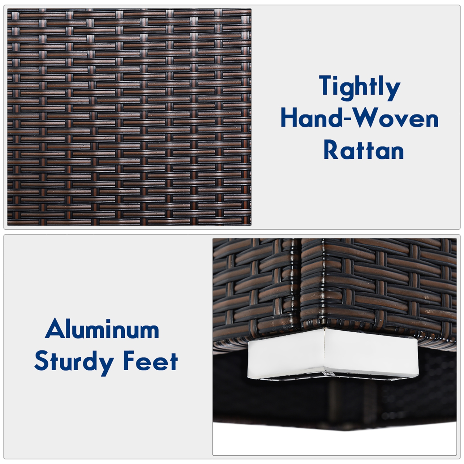 Costway 2PCS Patio Rattan Armless Sofa Sectional Furniture W/Navy Cushion