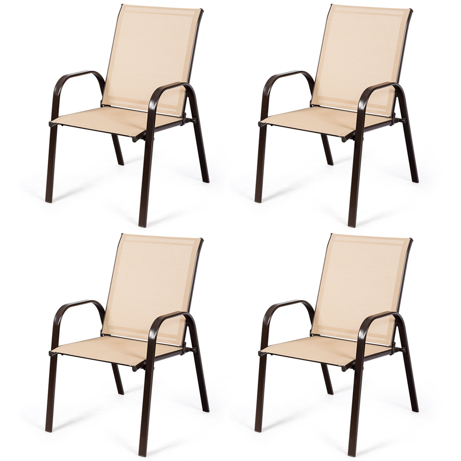 Costway 4PCS Patio Chairs Garden Deck Yard W/Armrest