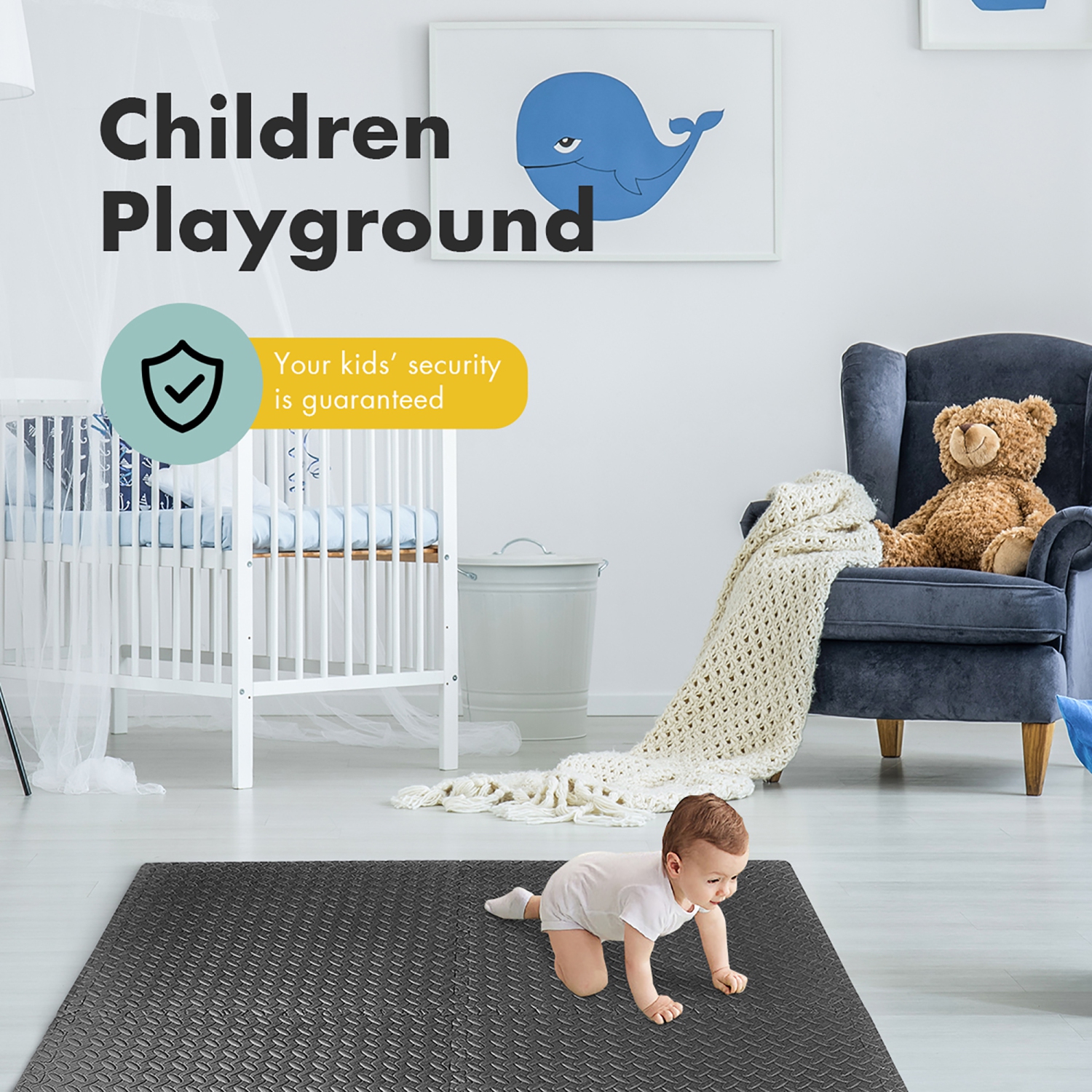 Tapis d'exercice casse-tête 12Tiles 1/2 po avec tuiles interverrouillables en mousse EVA de Costway