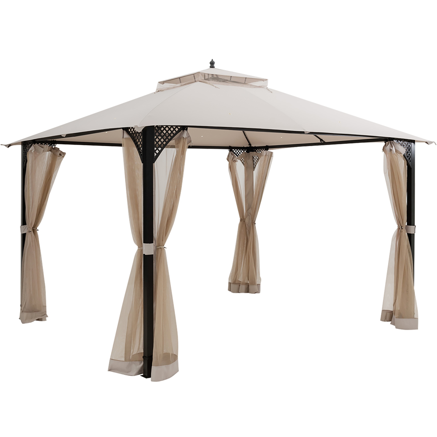 Costway 12' x 10' Outdoor Patio Gazebo Canopy Shelter Double Top Sidewalls Netting