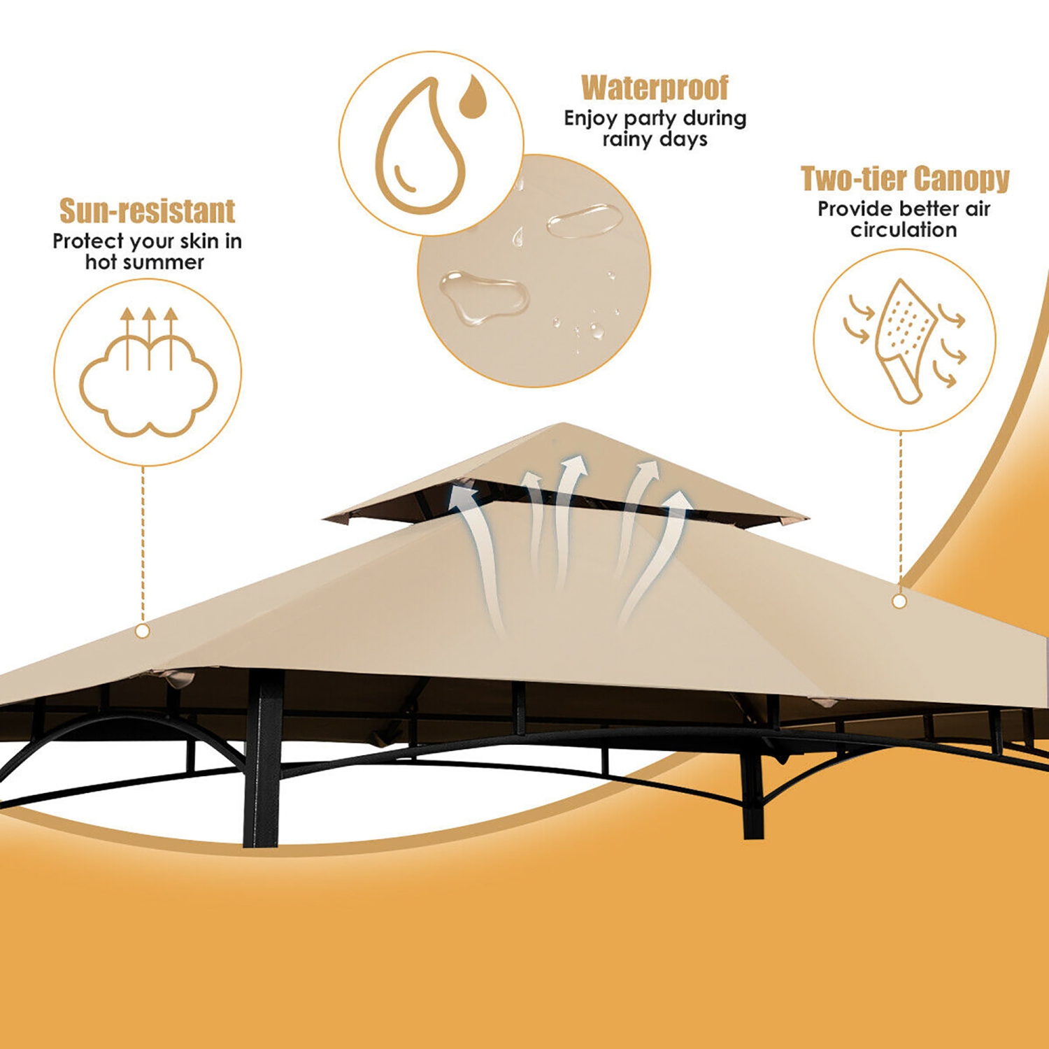 Pavillon de jardin 243x152cm Costway – Avec lampe LED