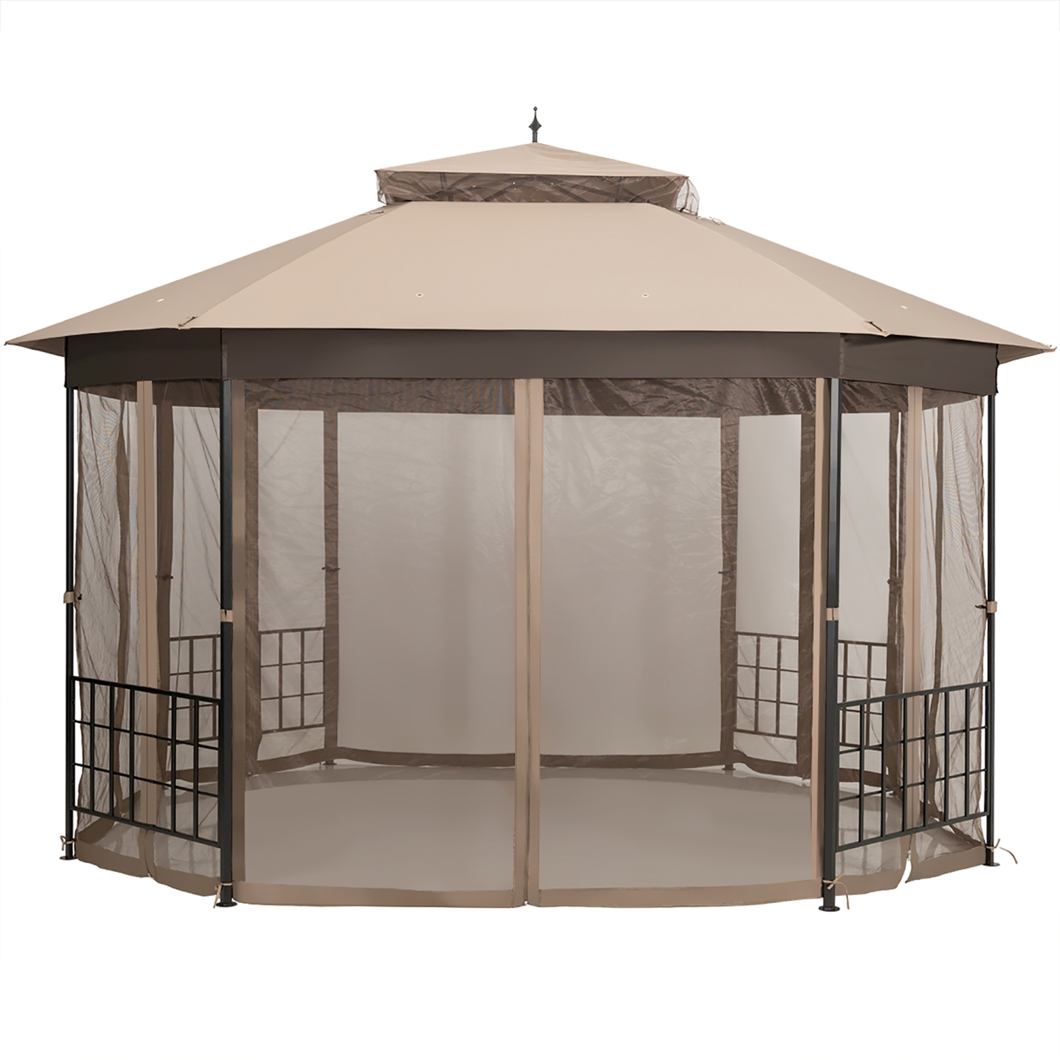 Marque Costway 304,8 cm x 365,7 cm Gazebo de patio Octogonal avec double auvent et Parois latérales en filets