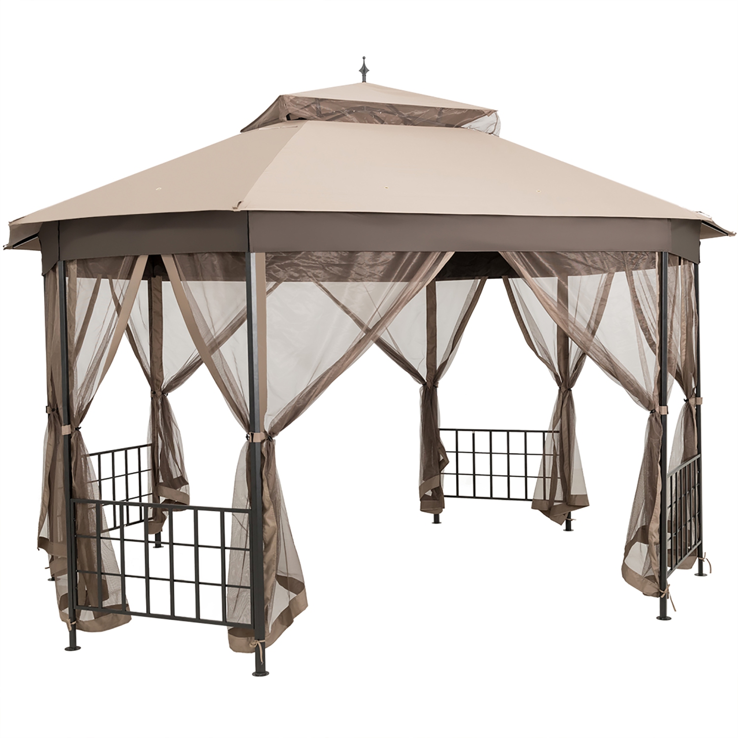 Marque Costway 304,8 cm x 365,7 cm Gazebo de patio Octogonal avec double auvent et Parois latérales en filets