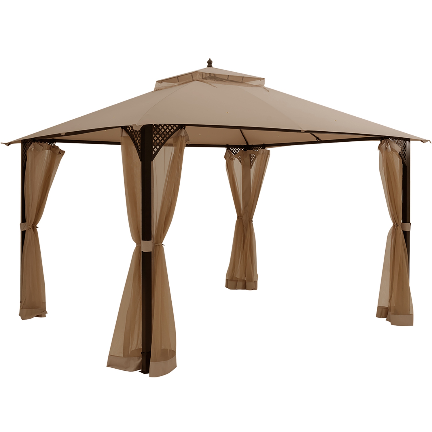 Costway 12' x 10' Outdoor Patio Gazebo Canopy Shelter Double Top Sidewalls Netting