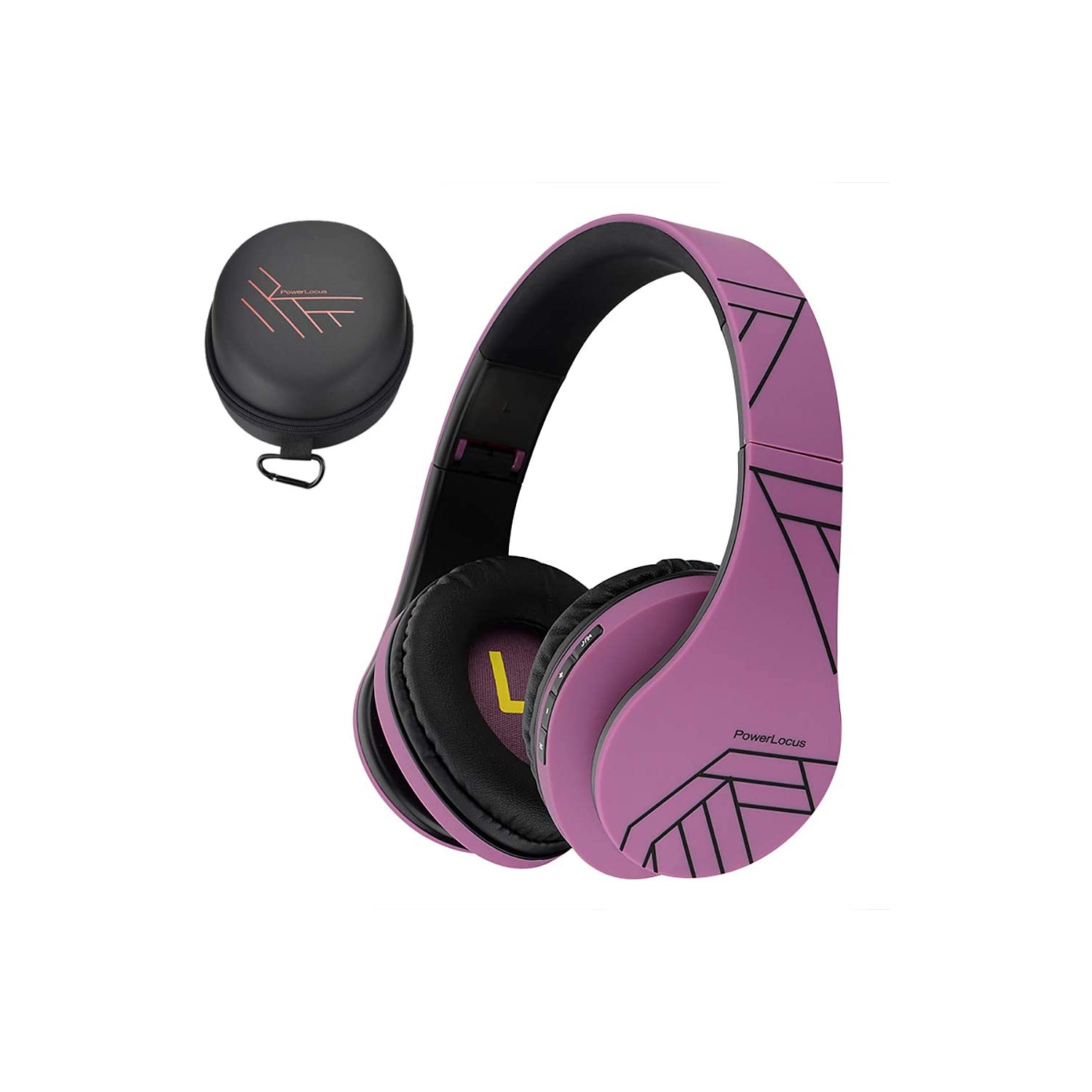 PowerLocus P2 Bluetooth Headphones Over-Ear, with Microphone, Micro SD slot, FM Radio - Purple