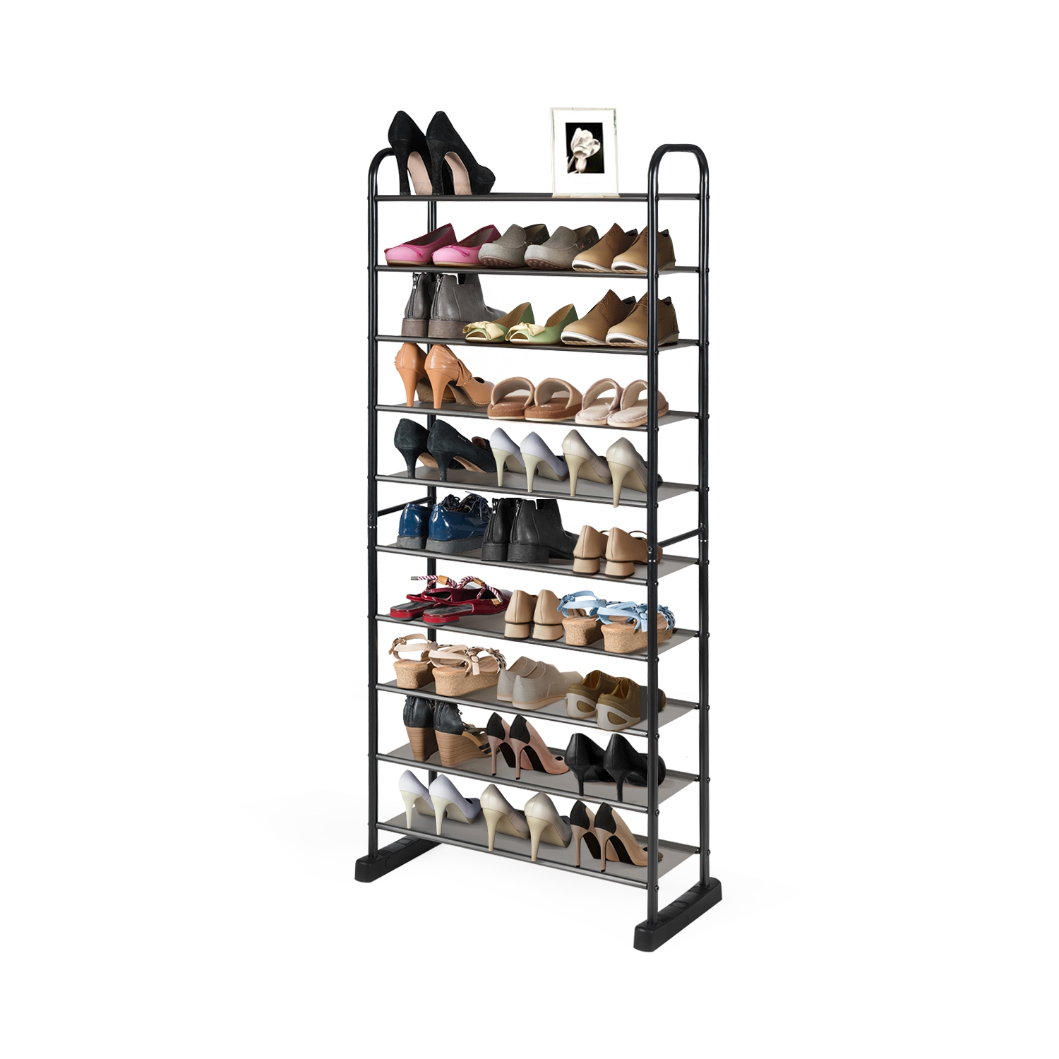 Étagère à chaussures compacte à 10 niveaux avec cadre en métal de Costway