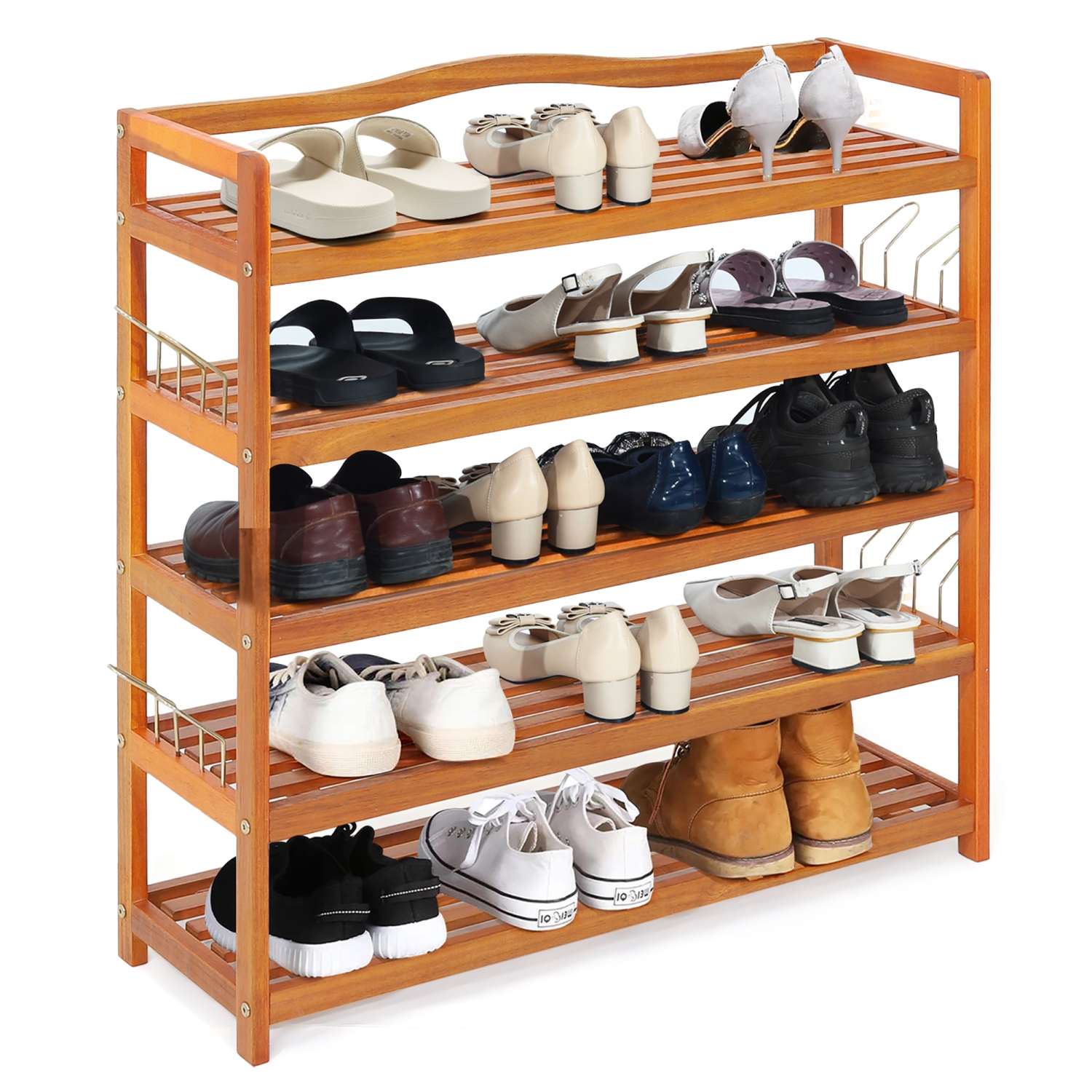 Costway 5-Tier Wood Shoe Rack Freestanding Large Shoe Storage Organizer Heavy-duty