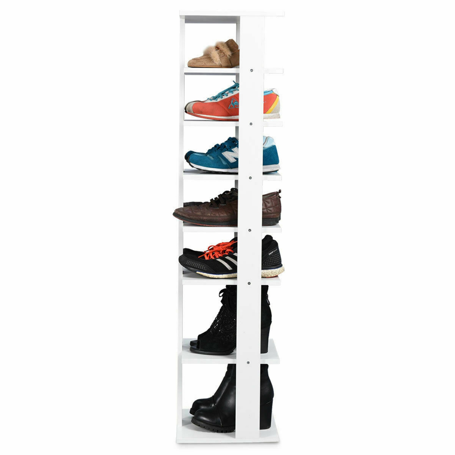 Costway Wooden Shoes Storage Stand 7 Tiers Shoe Rack Organizer Multi-shoe Rack Shoebox