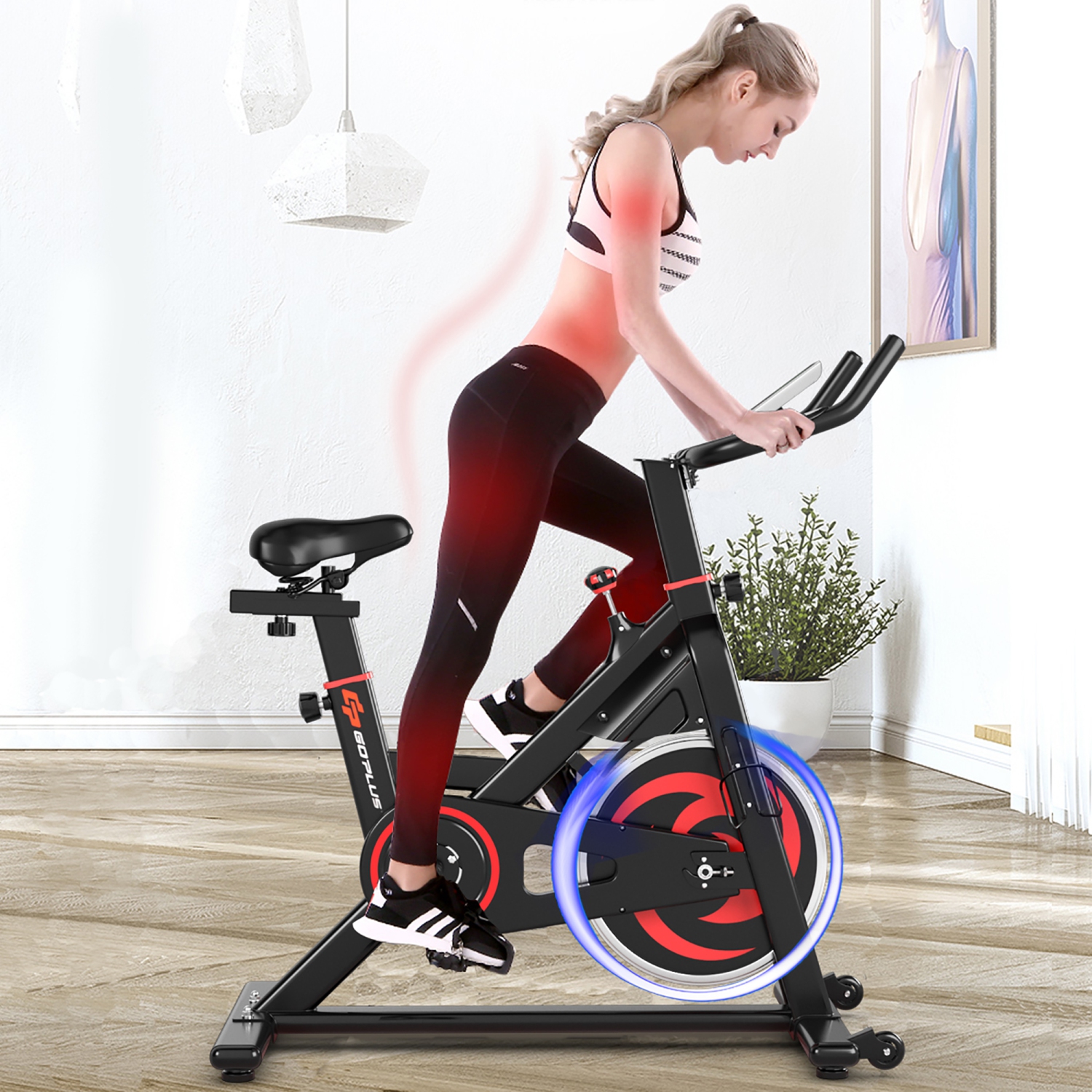 goplus stationary exercise magnetic cycling bike