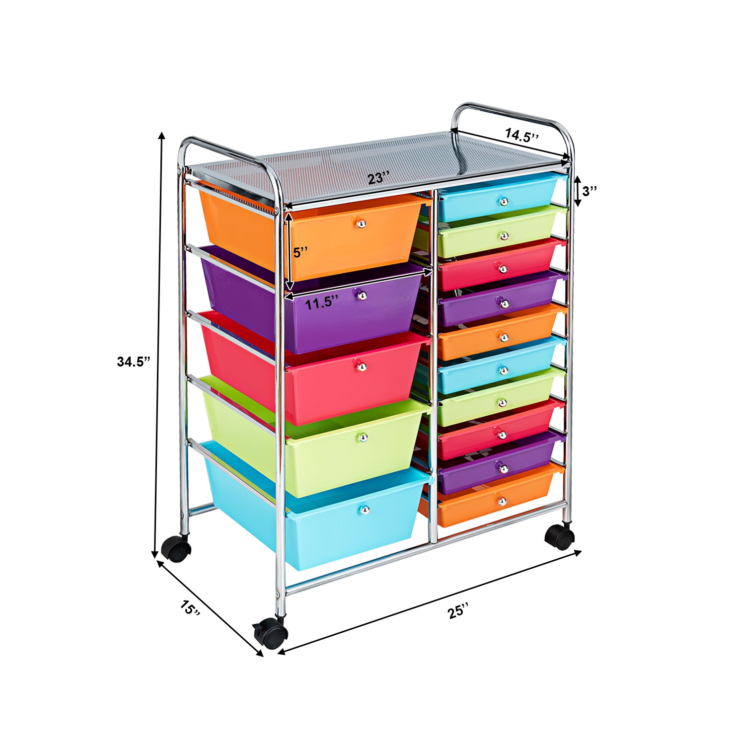 Costway 15 Drawer Rolling Storage Cart Storage Rolling Carts Drawers