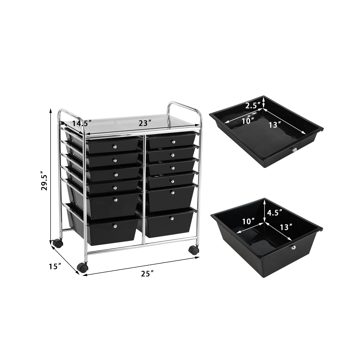 Costway 12 Drawers Rolling Cart Storage Mutlicolor Scrapbook Paper Studio Organizer Bins