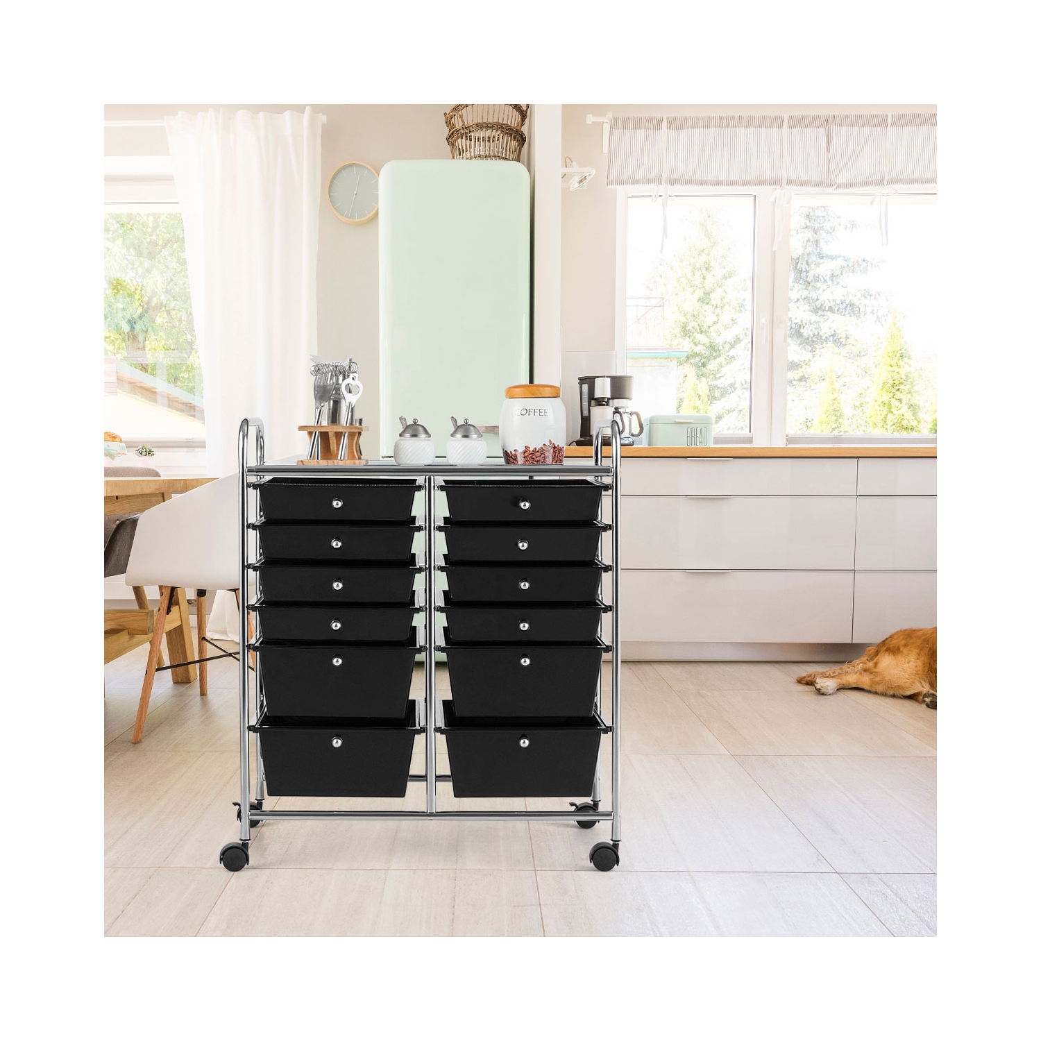 Costway 12 Drawers Rolling Cart Storage Mutlicolor Scrapbook Paper Studio Organizer Bins