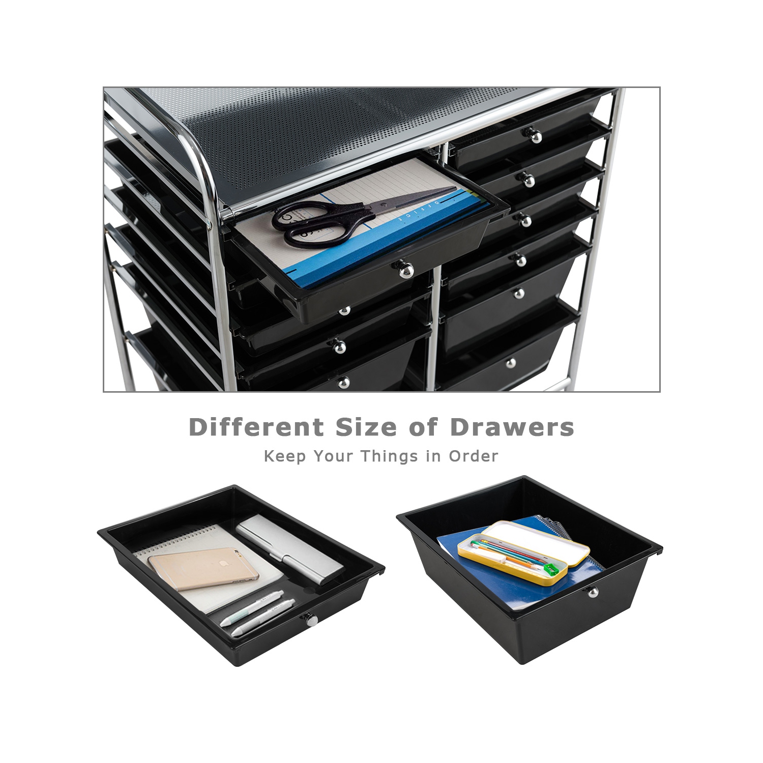 Costway 12 Drawers Rolling Cart Storage Mutlicolor Scrapbook Paper Studio Organizer Bins