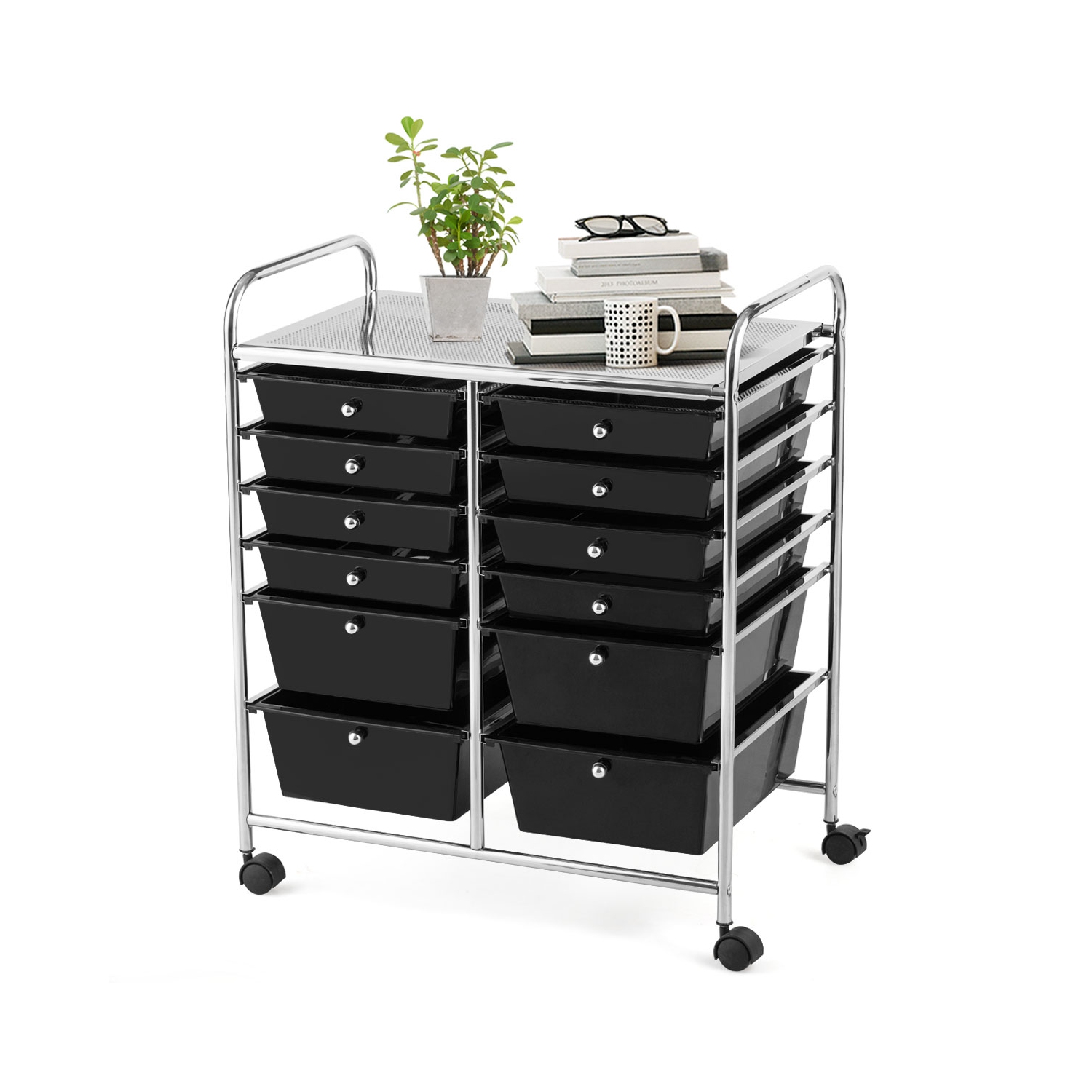 Costway 12 Drawers Rolling Cart Storage Mutlicolor Scrapbook Paper Studio Organizer Bins