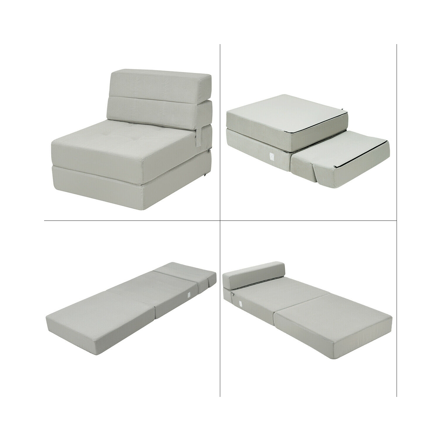 Costway Tri-Fold Fold Down Chair Flip Out Lounger Convertible Sleeper Bed Couch Dorm New