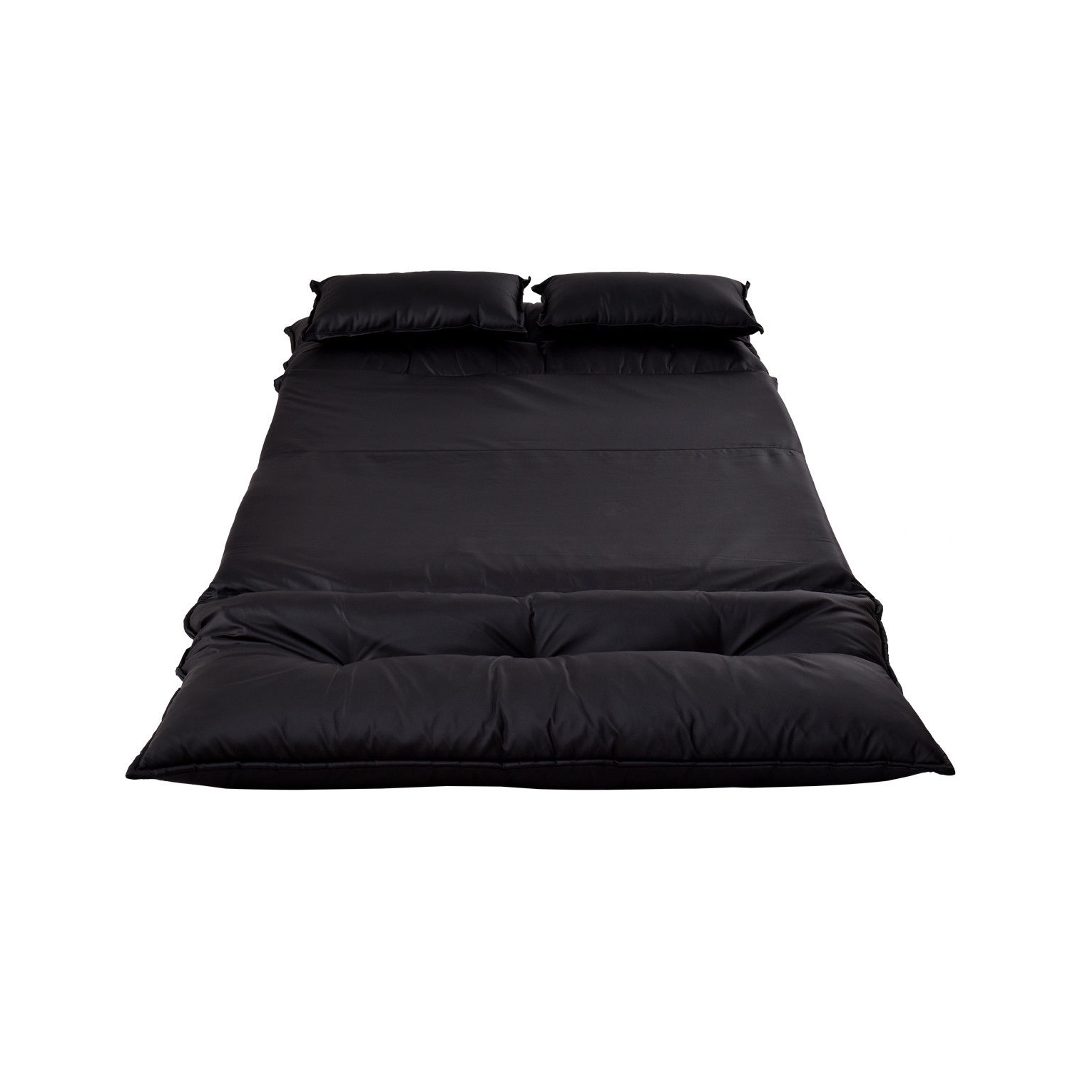 Costway PU Leather Foldable Modern Leisure Floor Sofa Bed Video Gaming 2 Pillows Black