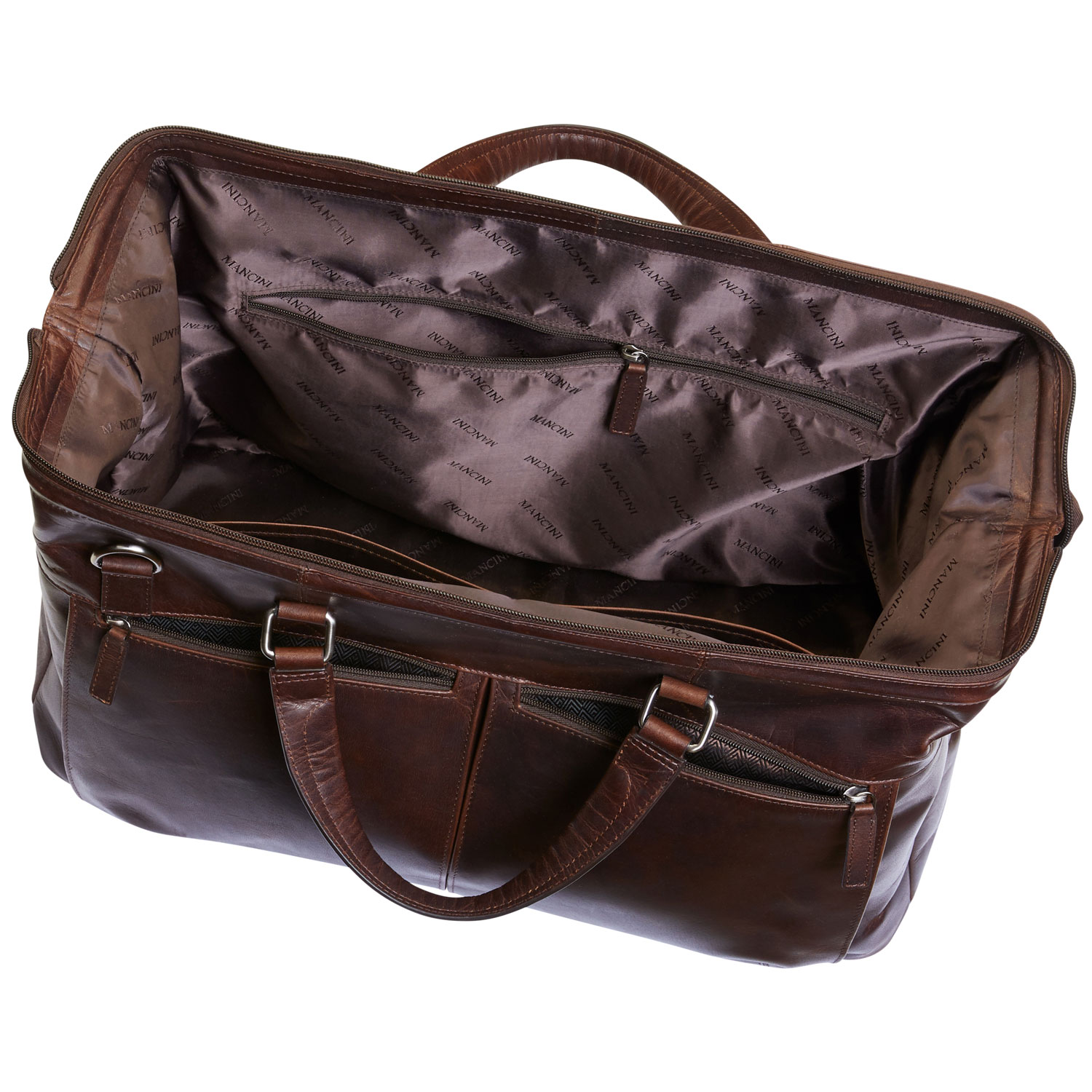 Mancini Buffalo Leather Duffle Bag - Brown