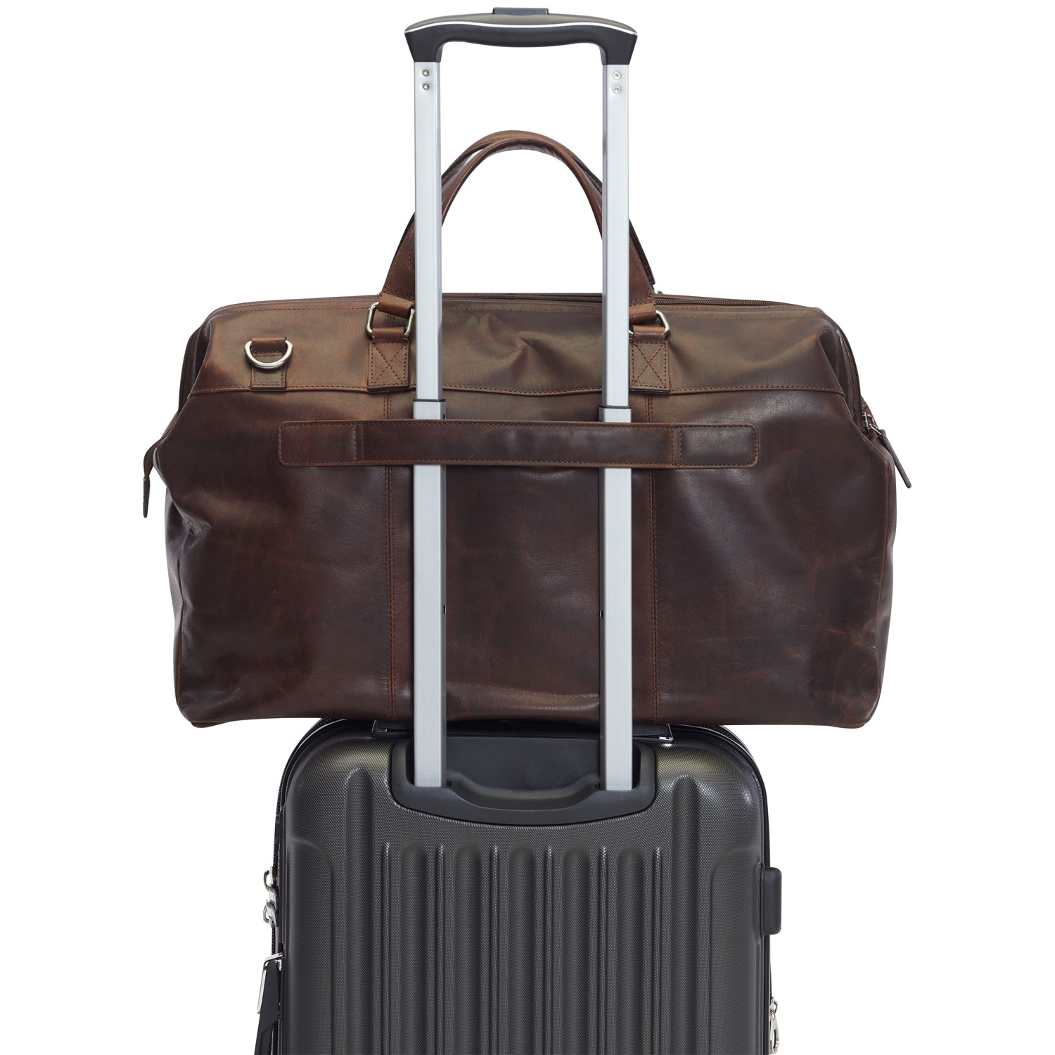 Mancini Buffalo Leather Duffle Bag - Brown