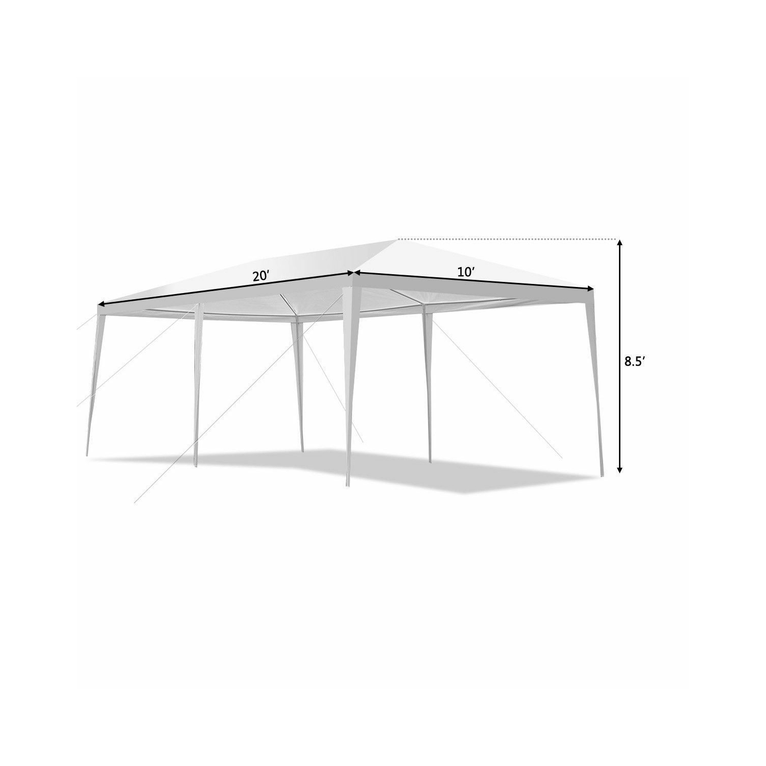Costway 10'x20' Canopy Tent Heavy Duty Wedding Party Tent 4 Sidewalls W/Carry Bag
