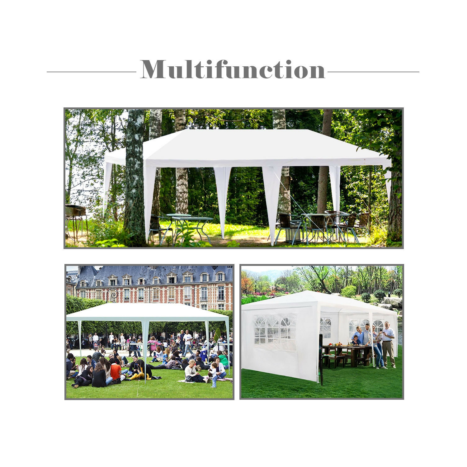 Costway 10'x20' Canopy Tent Heavy Duty Wedding Party Tent 4 Sidewalls W/Carry Bag