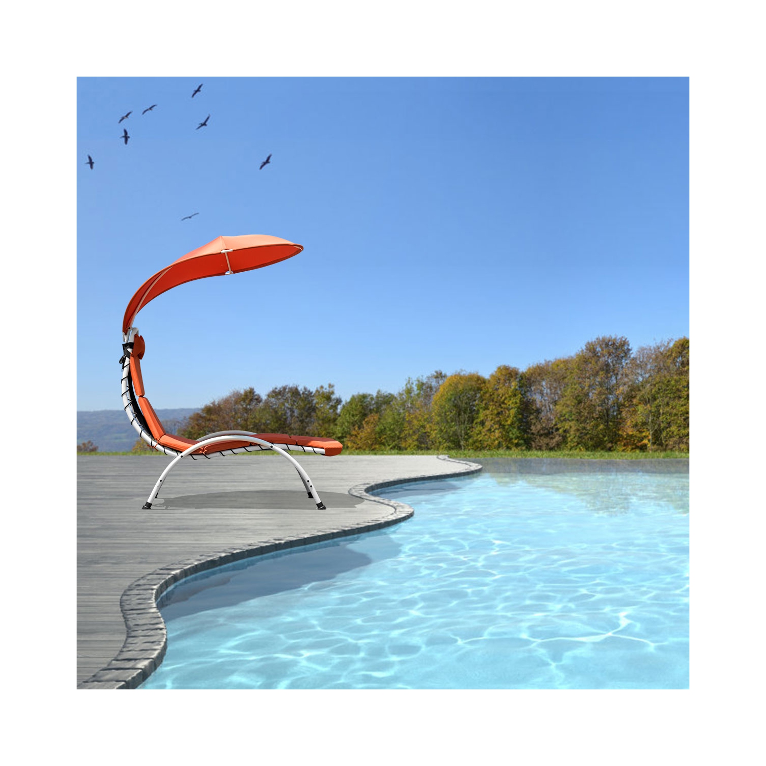 Chaise longue de Costway avec hamac à auvent et auvent avec auvent