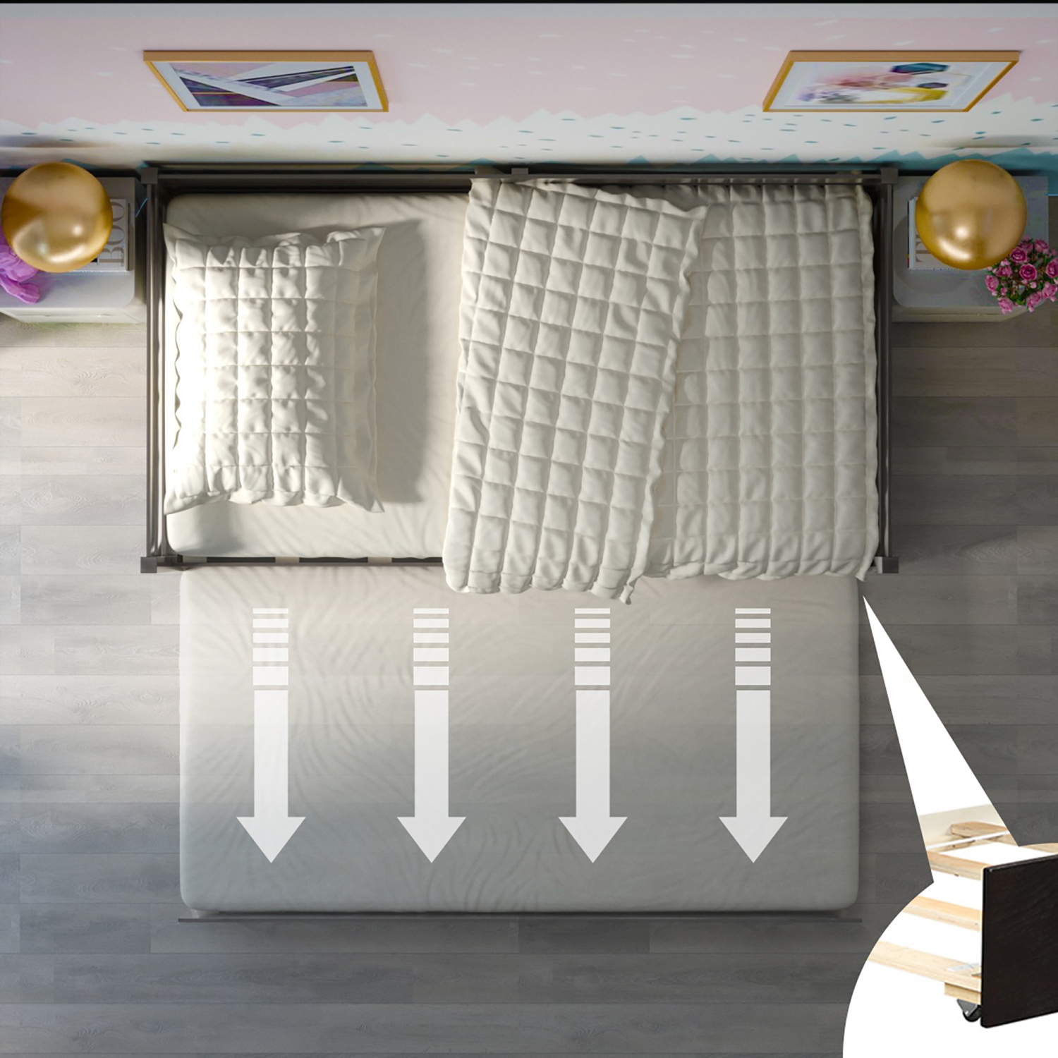 Costway Twin Size Trundle Daybed Wooden Slat Support Mattress Platform for Kids