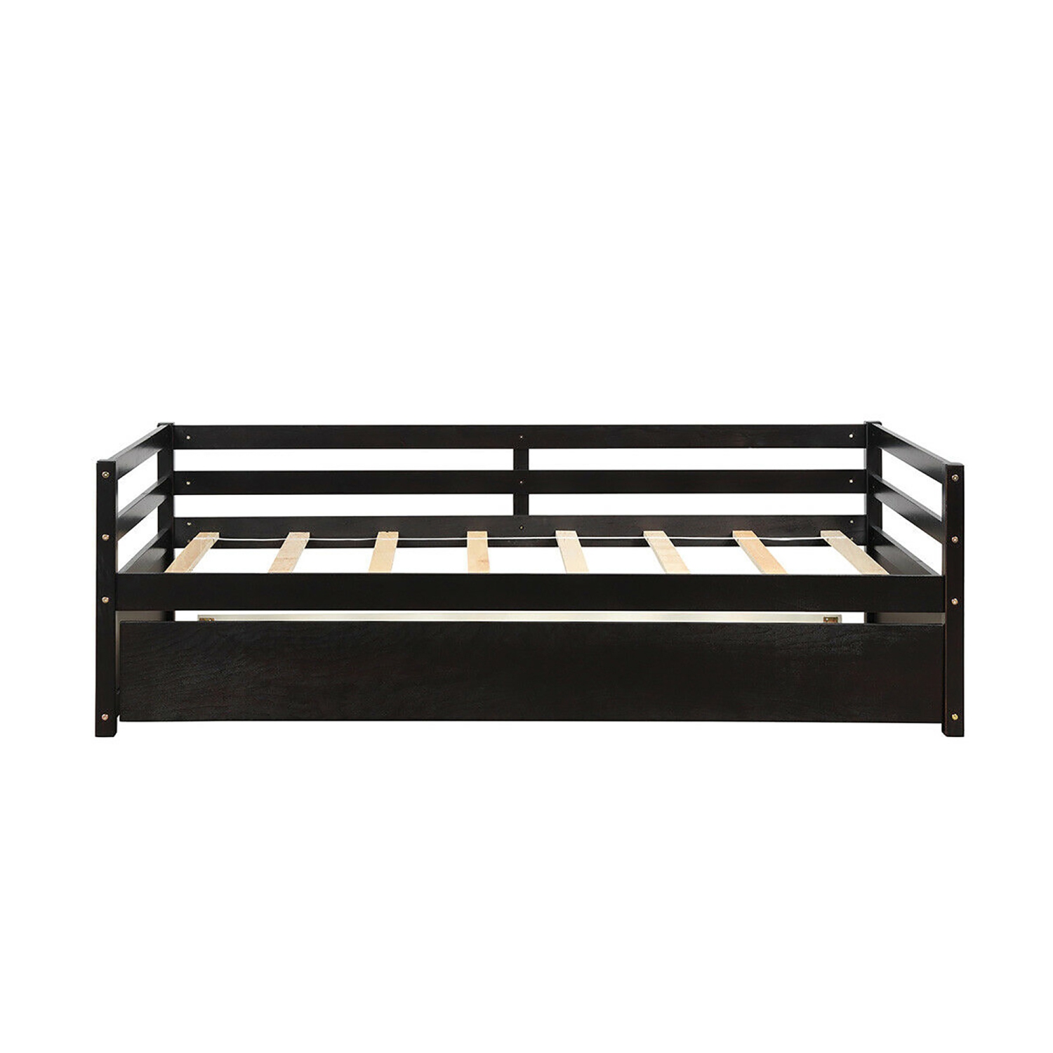 Costway Twin Size Trundle Daybed Wooden Slat Support Mattress Platform for Kids