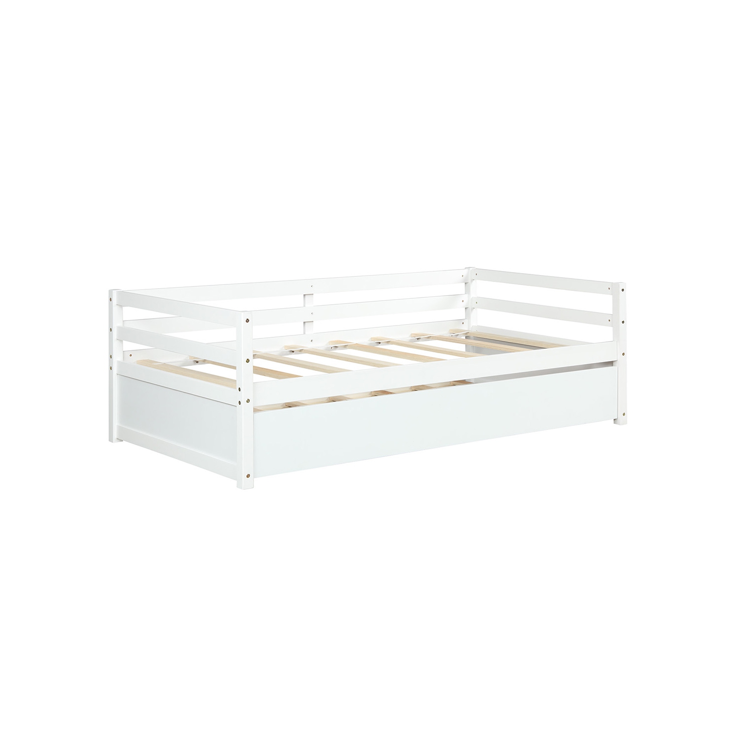 Costway Twin Size Trundle Daybed Wooden Slat Support Mattress Platform for Kids