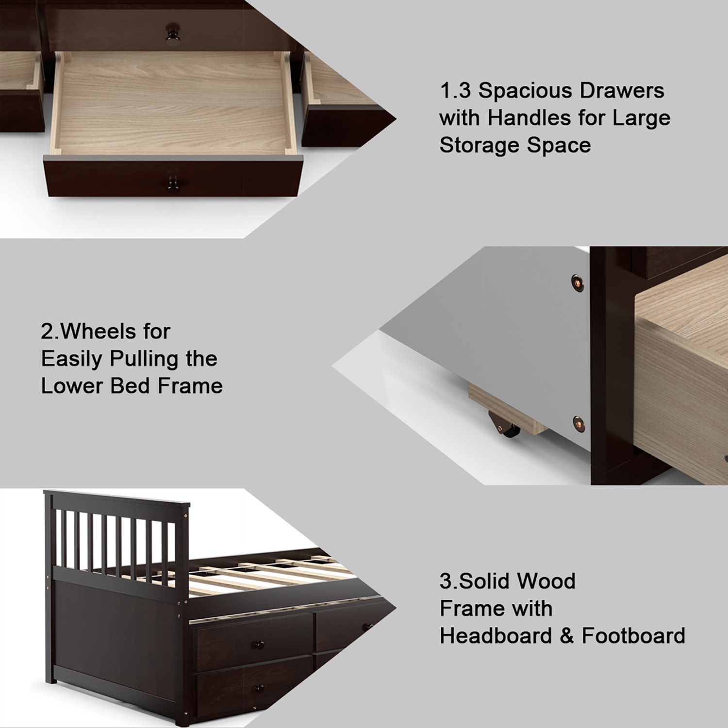 Costway Twin Captain's Bed Bunk Bed Alternative w/ Trundle & Drawers for Kids