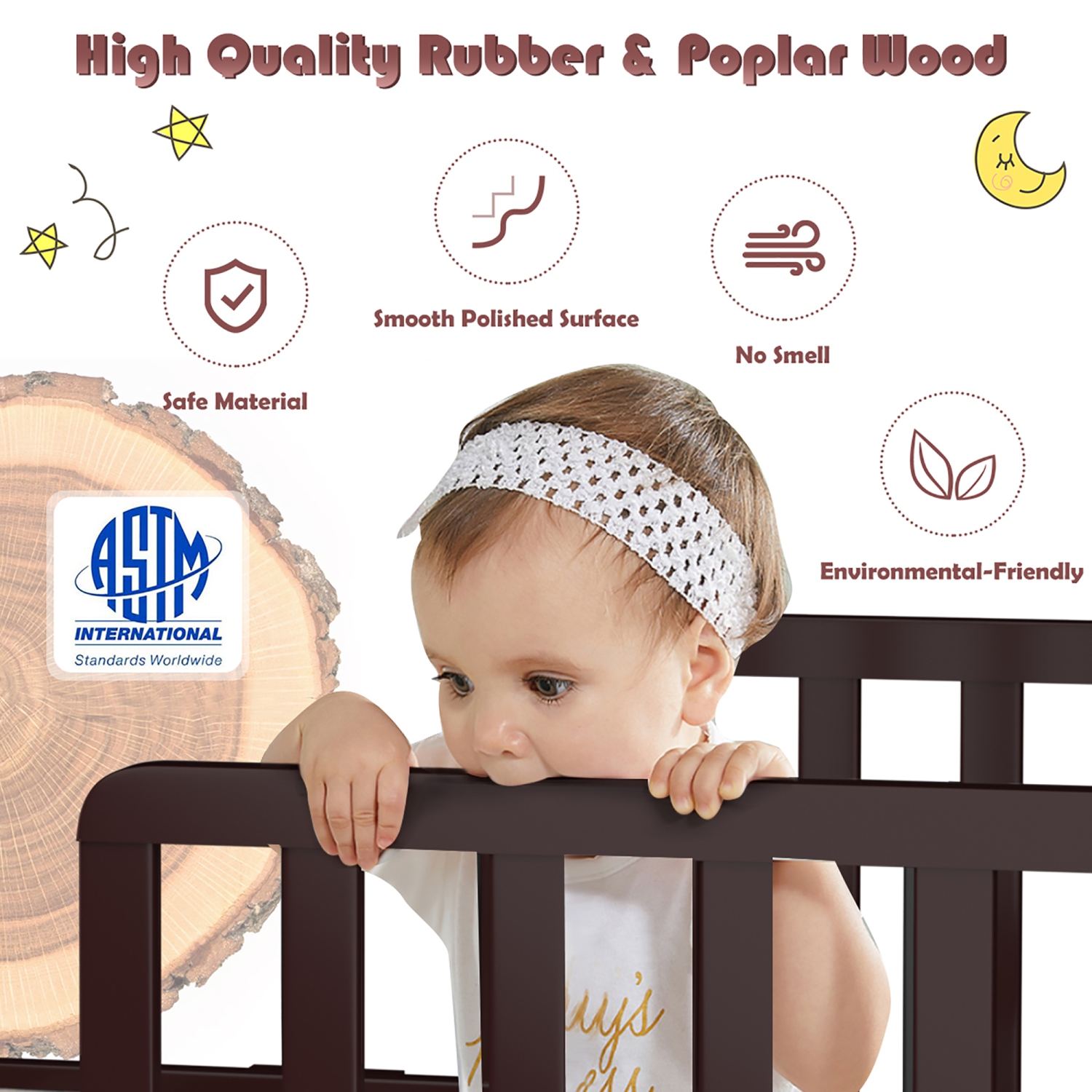 Meubles de chambre à coucher en bois pour enfants de Costway avec barrières de sécurité