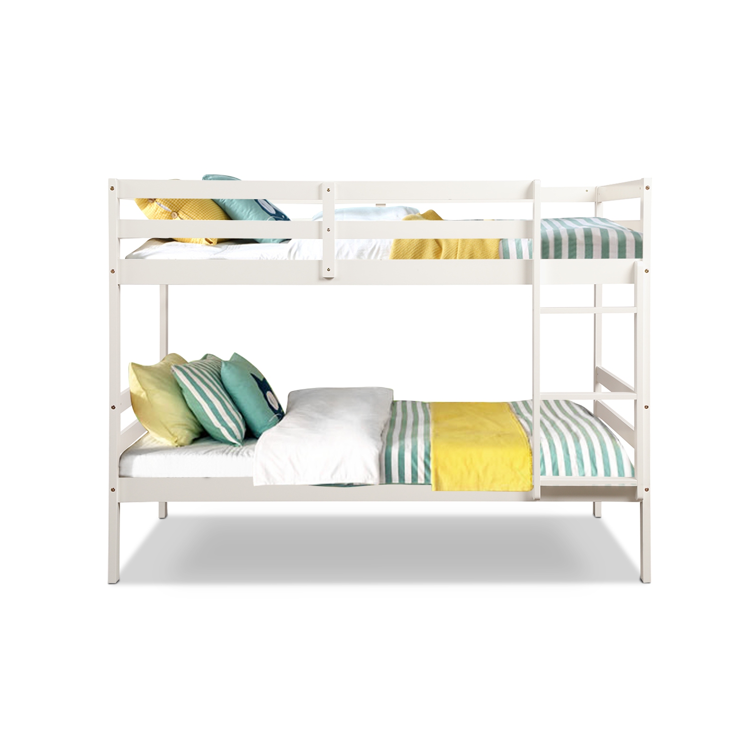 Costway Twin Over Twin Wood Bunk Beds Ladder Safety Rail