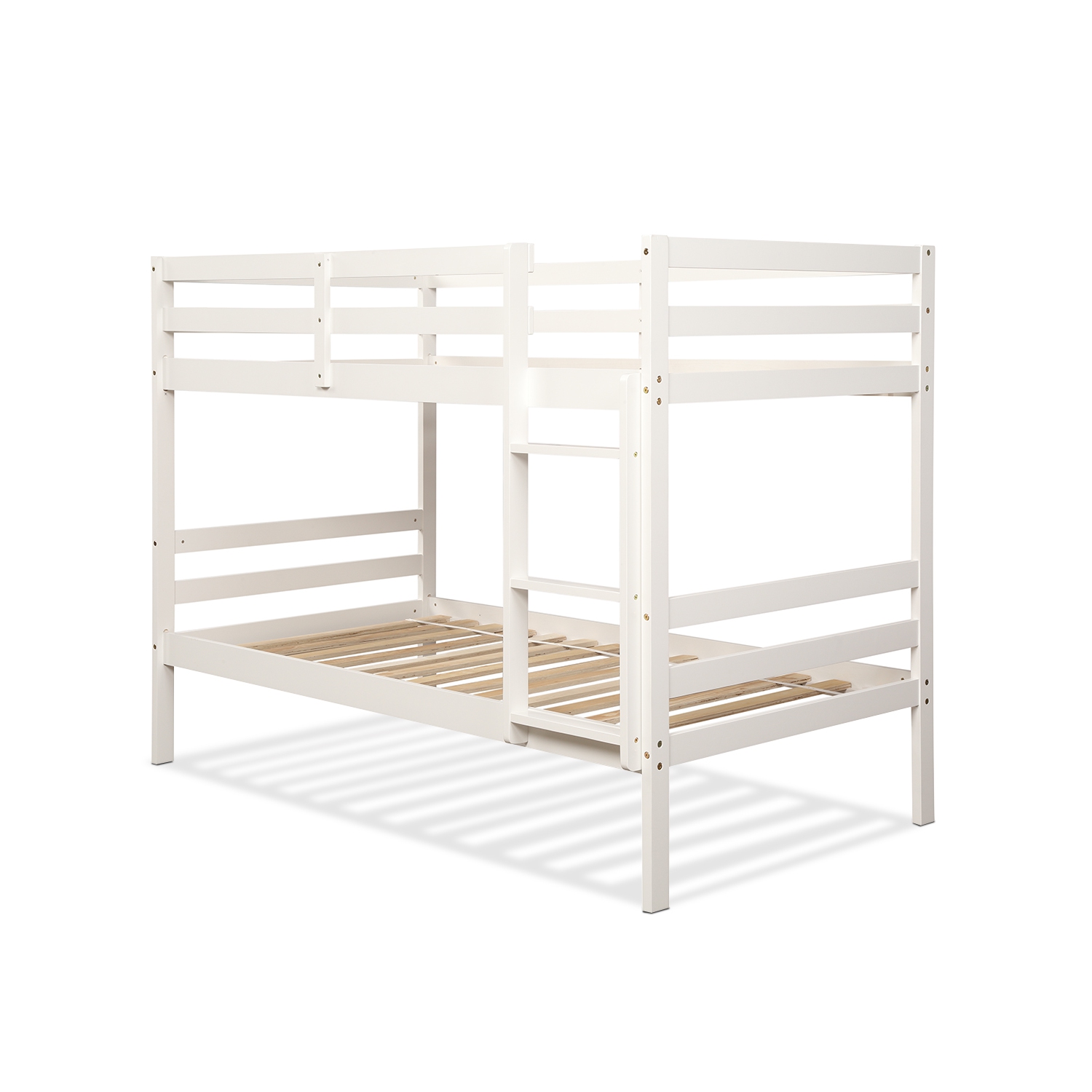 Costway Twin Over Twin Wood Bunk Beds Ladder Safety Rail