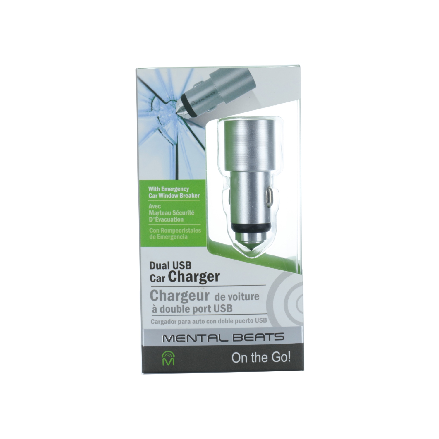 M 2 USB Car Charger Adaptor - Silver