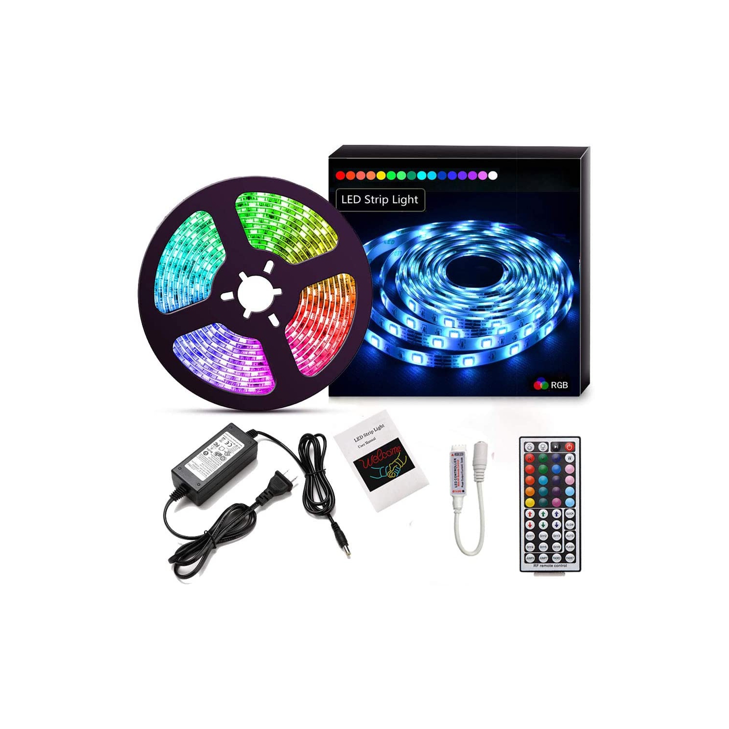 LED Strip Light Kit 16.4ft/5m Flexible Color Changing RF Remote Led Lights Strips 5050 RGB - perfect for christmas decoration