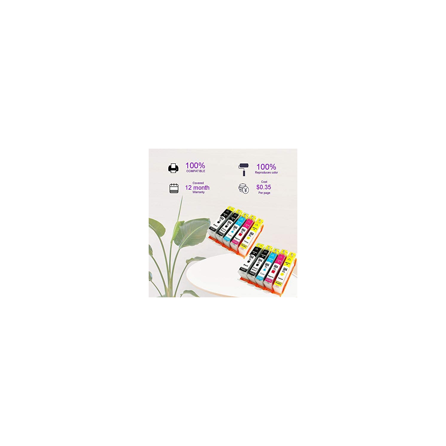 Cartouche d’encre couleur de rechange compatible avec les imprimantes HP 564 XL 5 couleur, compatible avec HP Photosmart 5520 6520 7520
