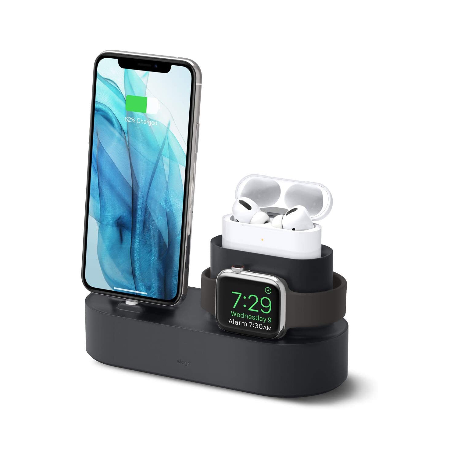 elago 3 in 1 Charging Stand [Black] - Compatible with All Apple Watch Series, AirPods Pro, iPhone 11 Pro Max, 11 Pro