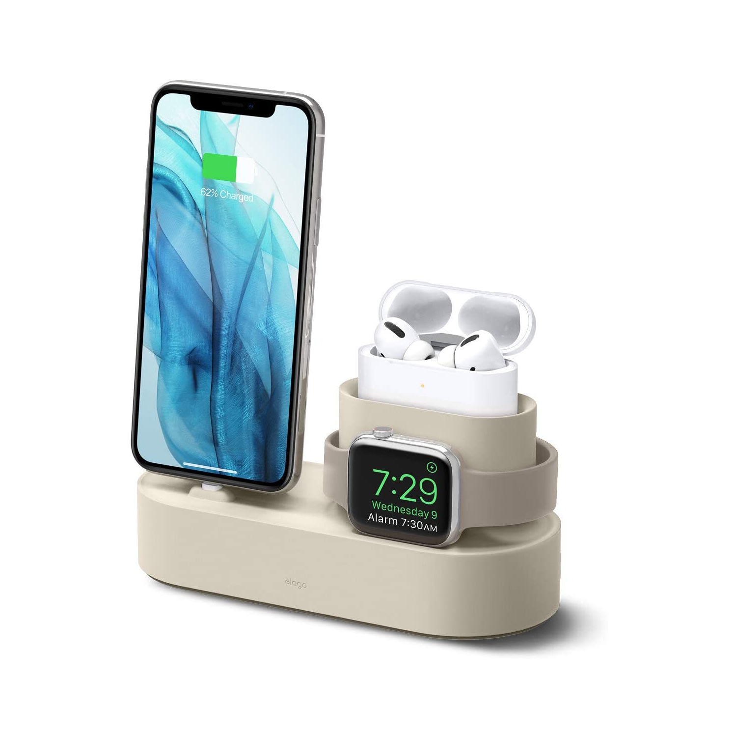 elago 3 in 1 Charging Stand [Classic White] - Compatible with All Apple Watch Series, AirPods Pro, iPhone 11 Pro Max, 11 Pro