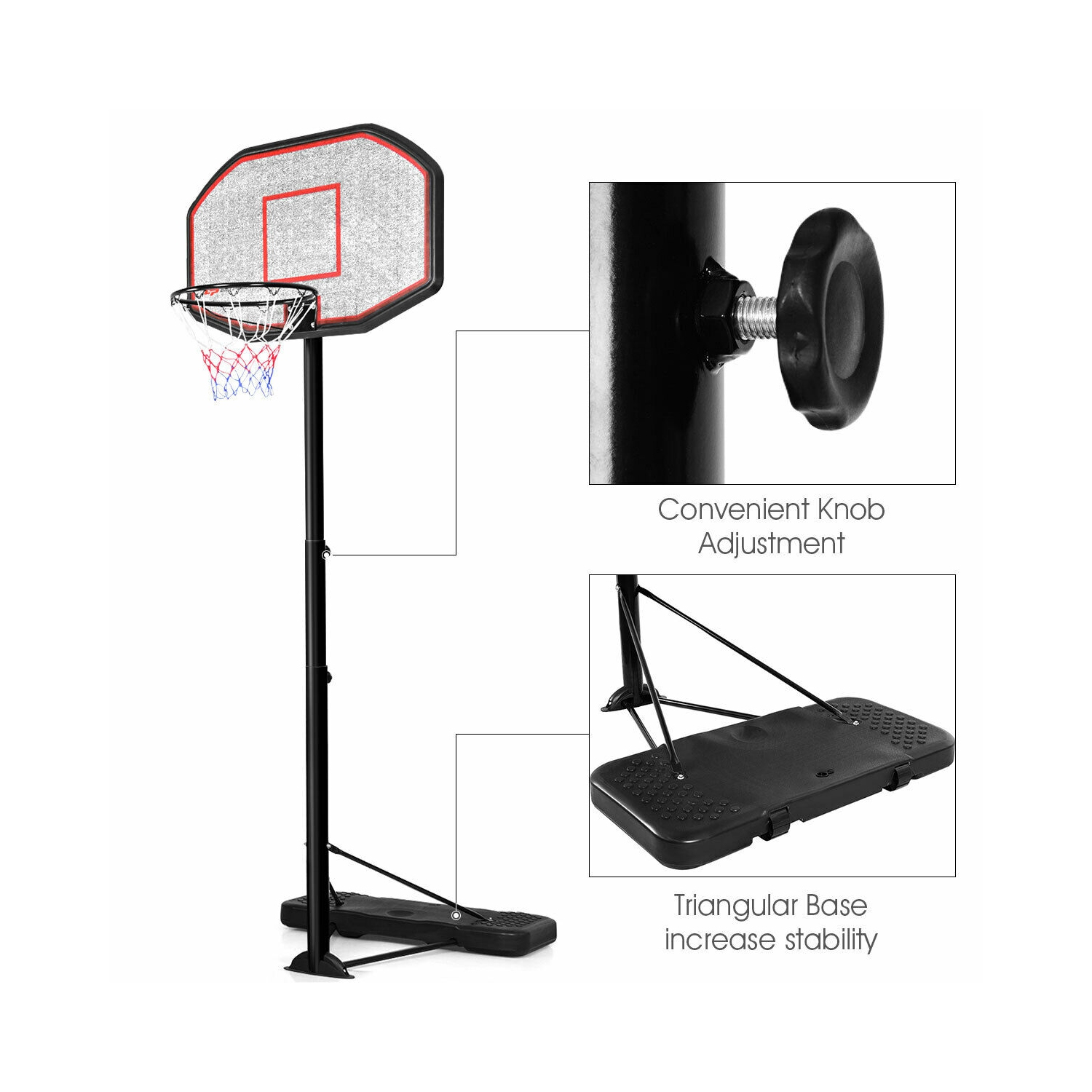 Costway 10ft 43'' Backboard In/outdoor Adjustable Height Basketball Hoop System