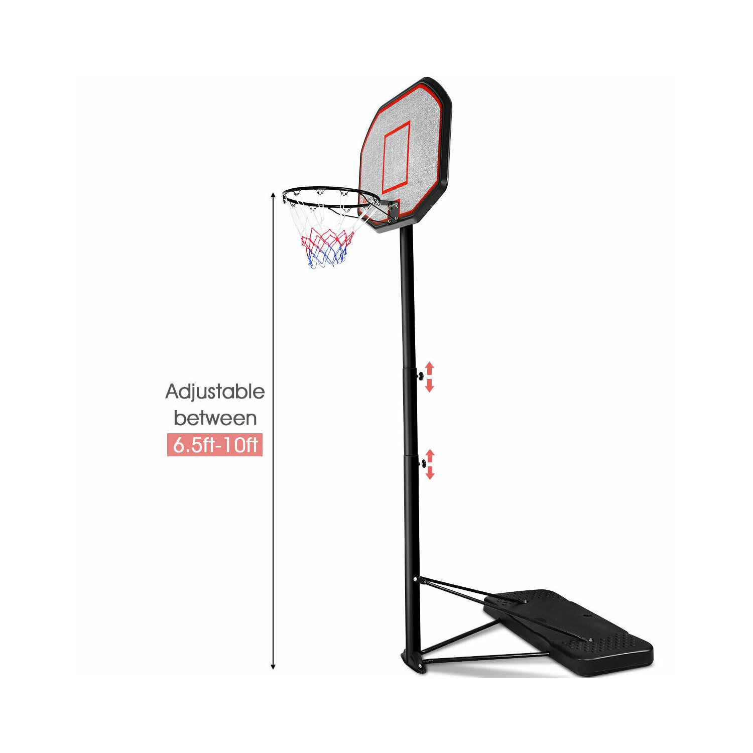 Costway 10ft 43'' Backboard In/outdoor Adjustable Height Basketball Hoop System