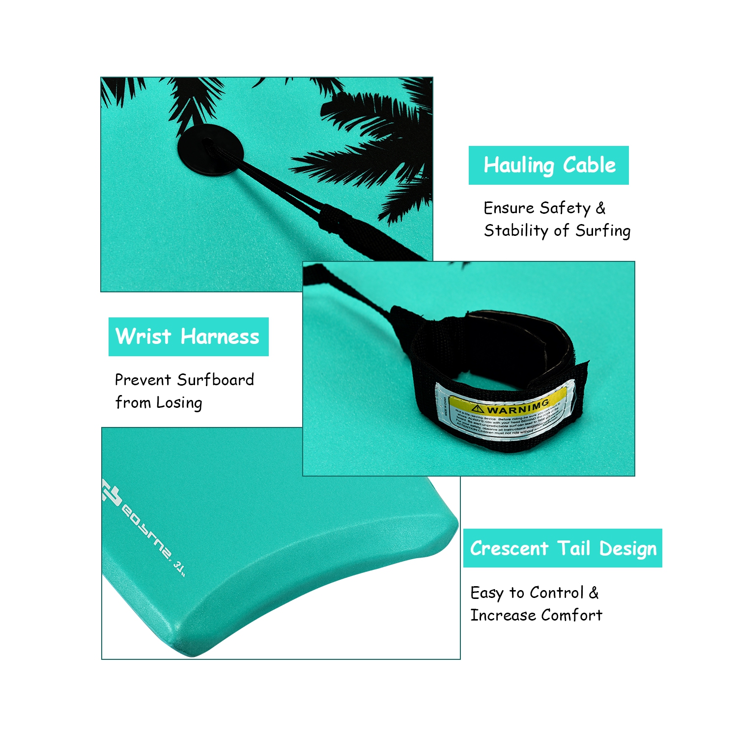 Goplus 33'' Lightweight Super Bodyboard Surfing W/Leash IXPE Deck EPS Core Boarding